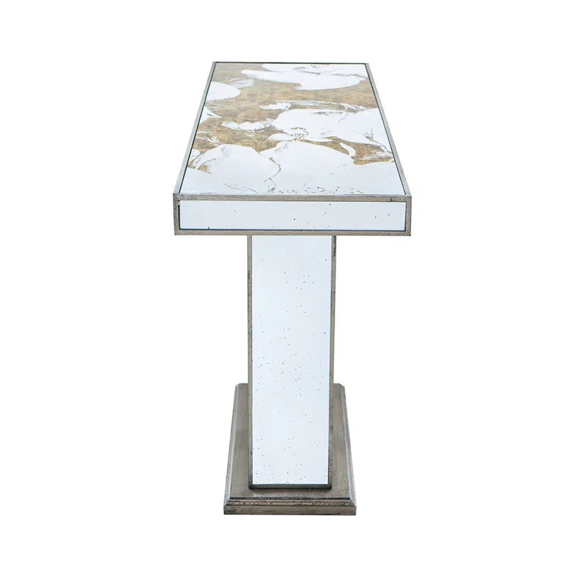Aesthetic Rectangular Console Table with Floral Design