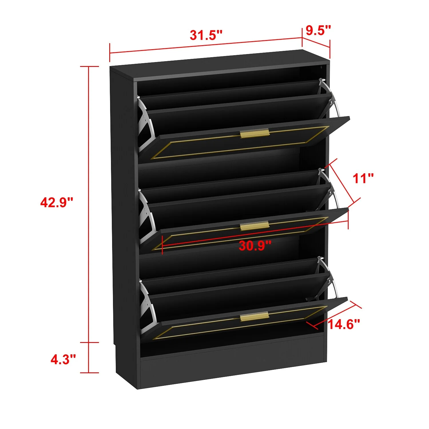 Fold-Out Shoes Cabinet Storage Cabinet Dresser Chest(Black/White)