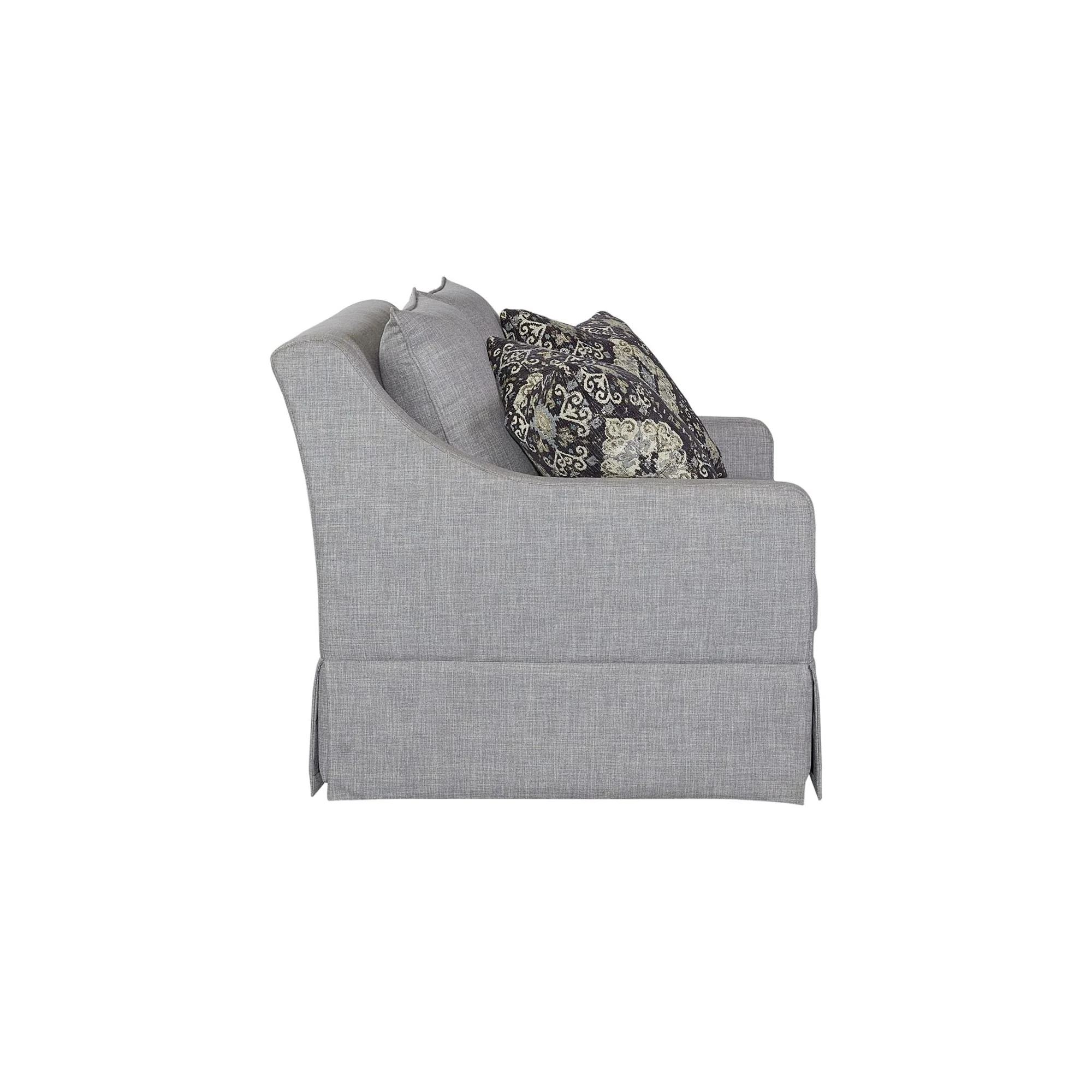 Loveseat with Skirt and Reversable Cushions and 2 Pillows