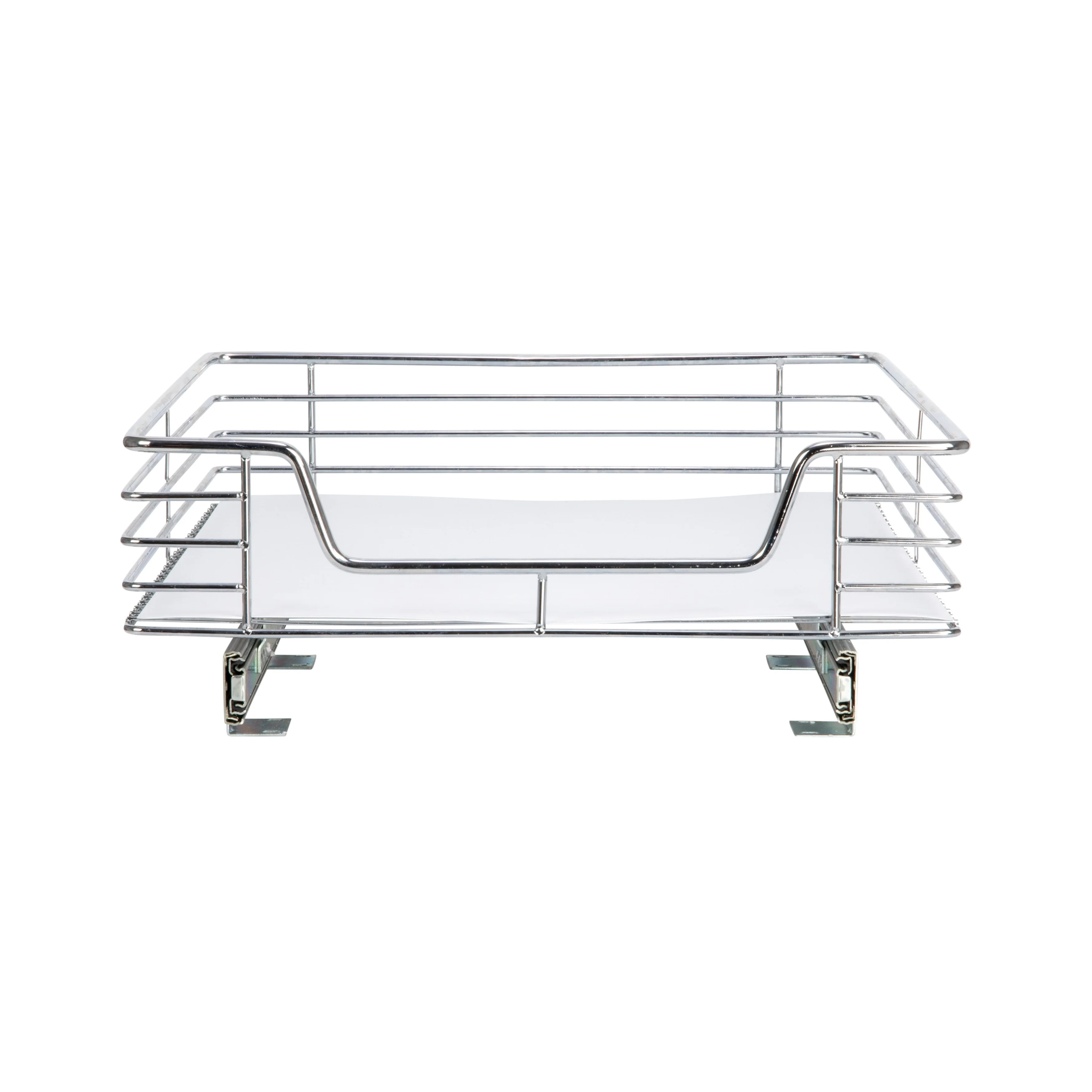 Household Essentials 1-Tier Steel Pull-Out/Slide-Out Basket Storage Organizer with Plastic Liner