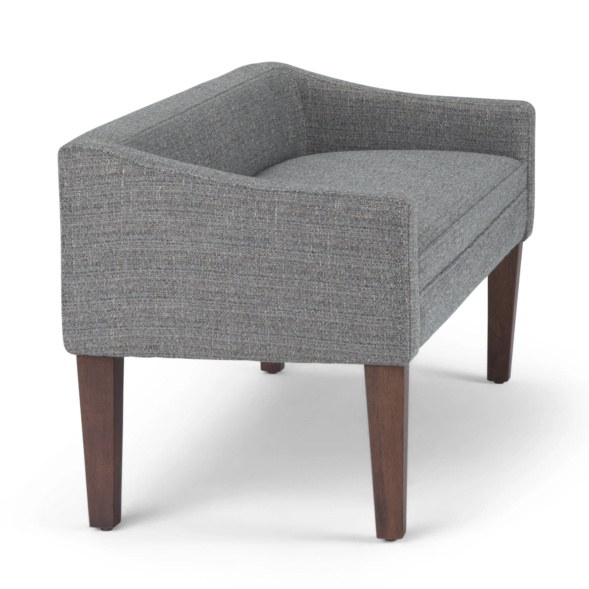 Wave Upholstered Bench with Low Back and Swooped Arms