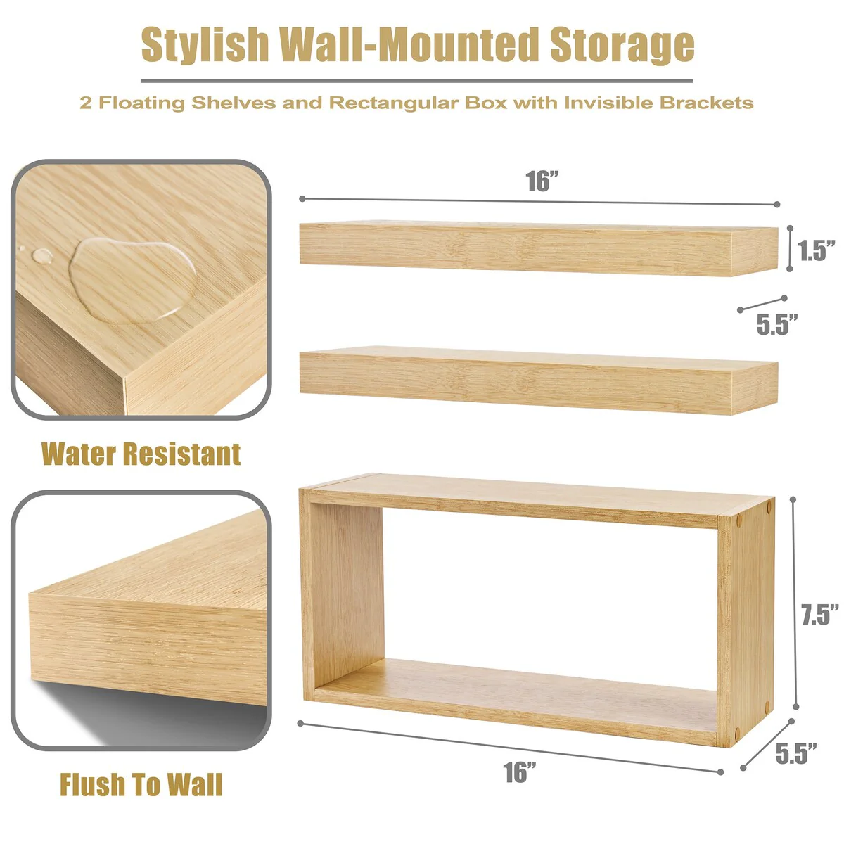 Sorbus Floating Shelves for Wall Set of 3 - 16