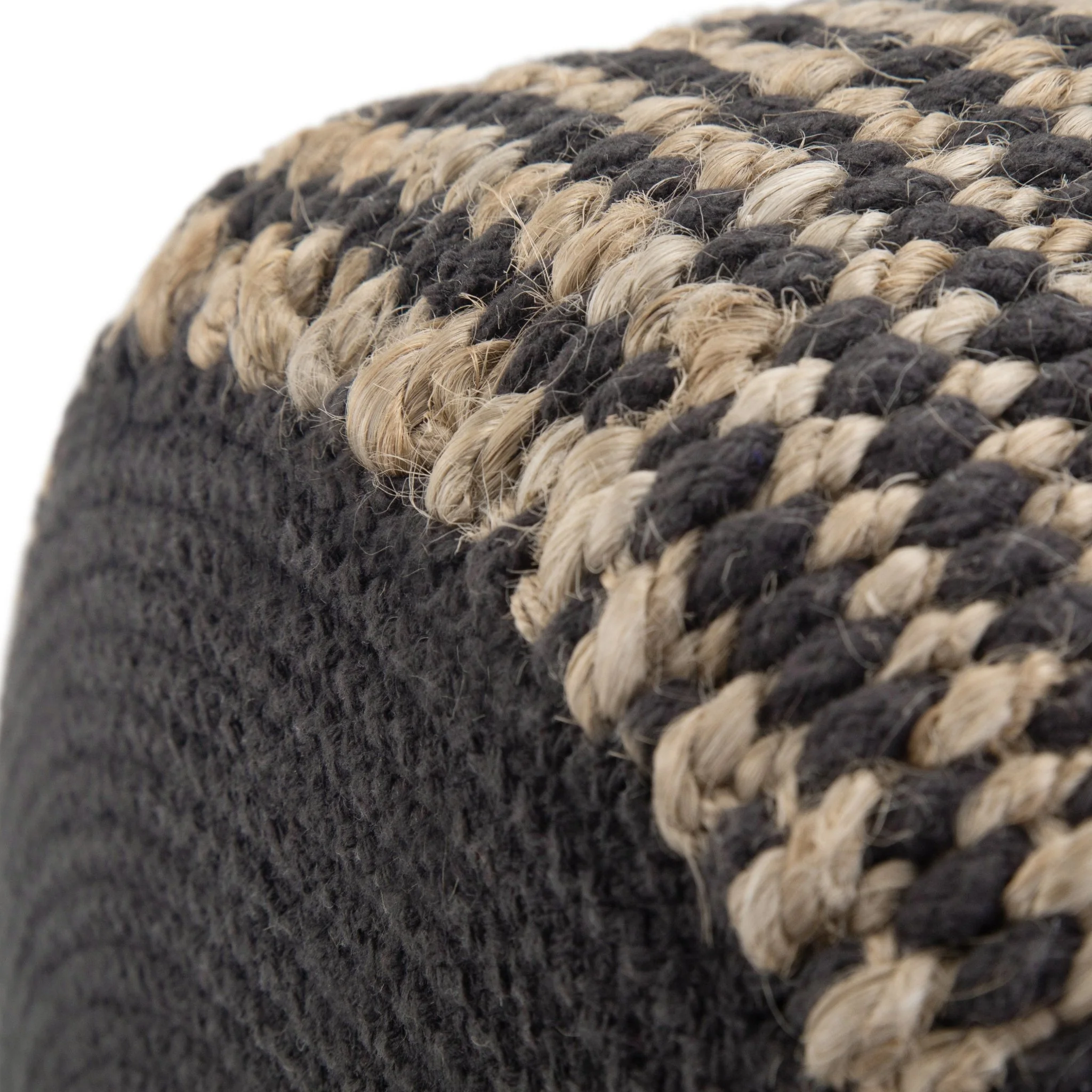 Multi-functional Handcrafted Round Pouf with Hand Braided Jute