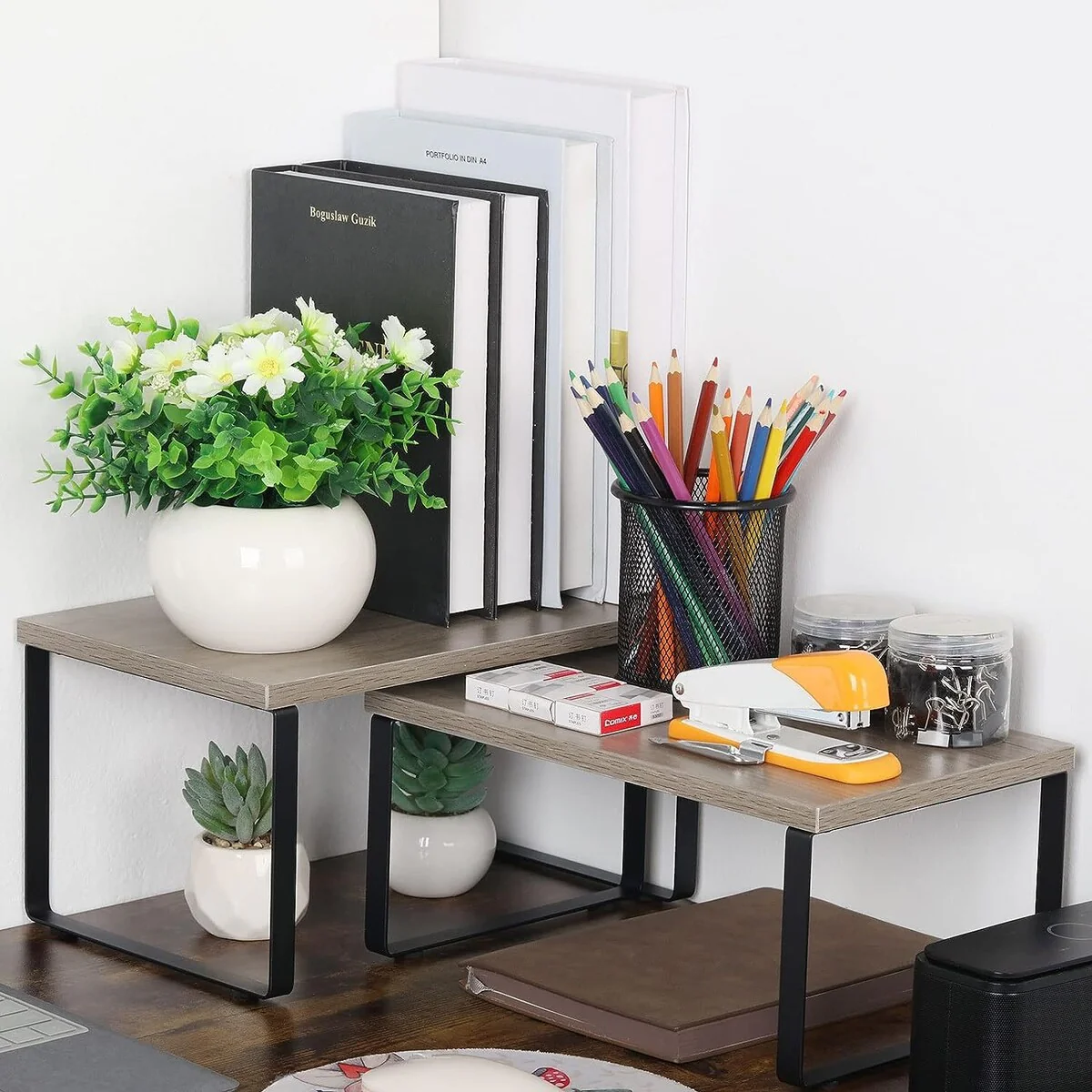 Stackable Kitchen Cabinet Shelves Organizer