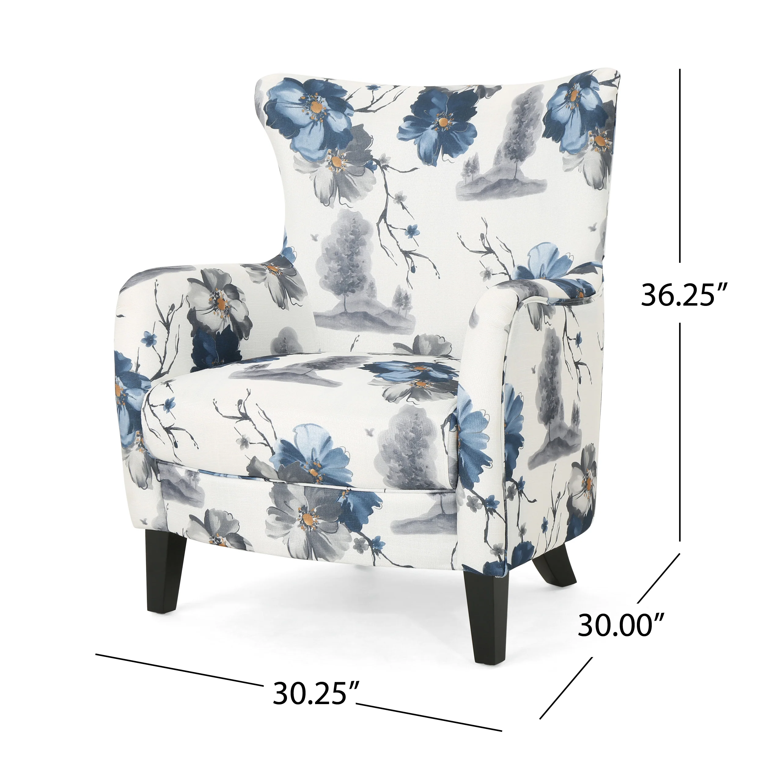 Upholstered Club Chair with Patterned and Curved Armrest