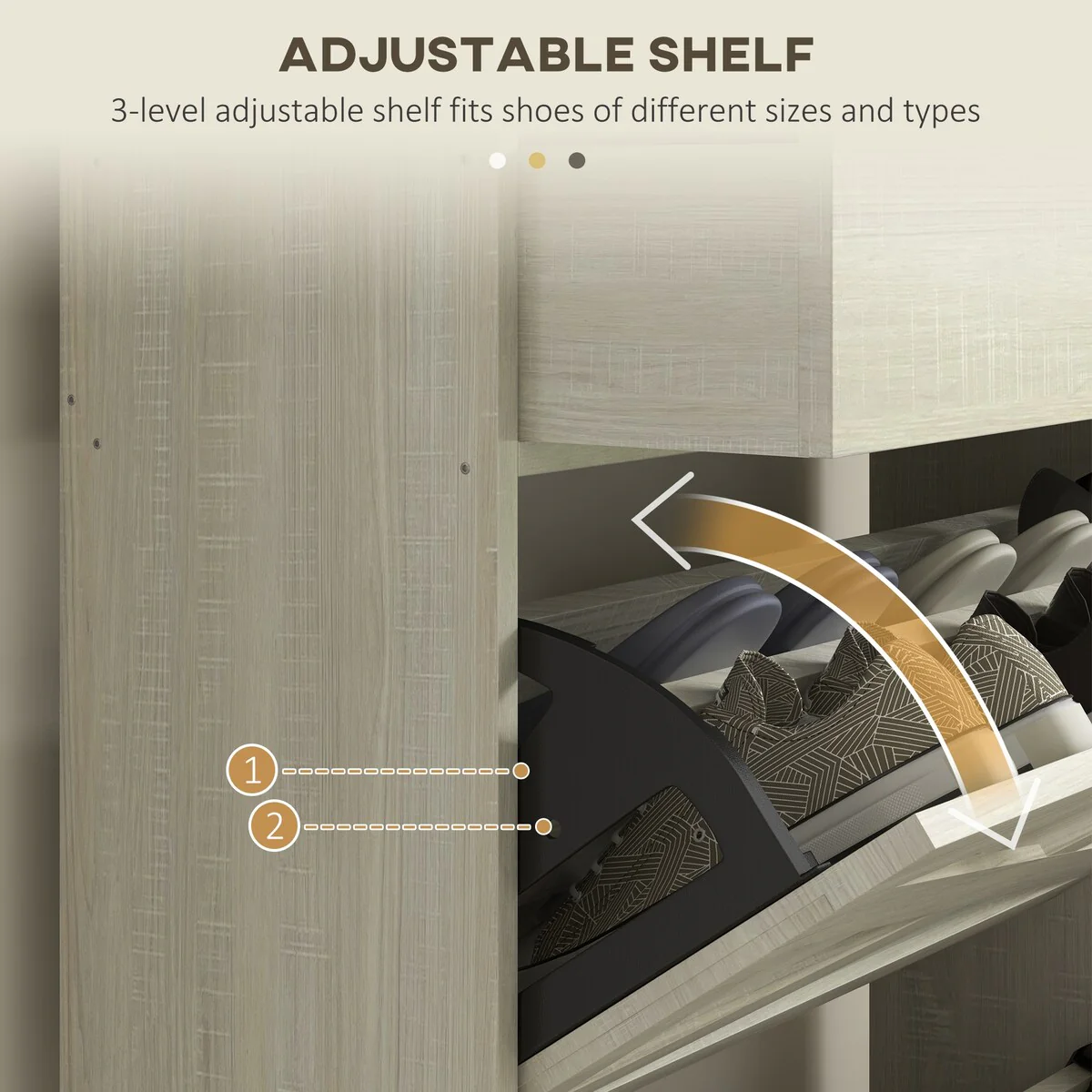 HOMCOM 2 Flip Drawers Shoe Storage Cabinet with Adjustable Shelves, and Top Drawer