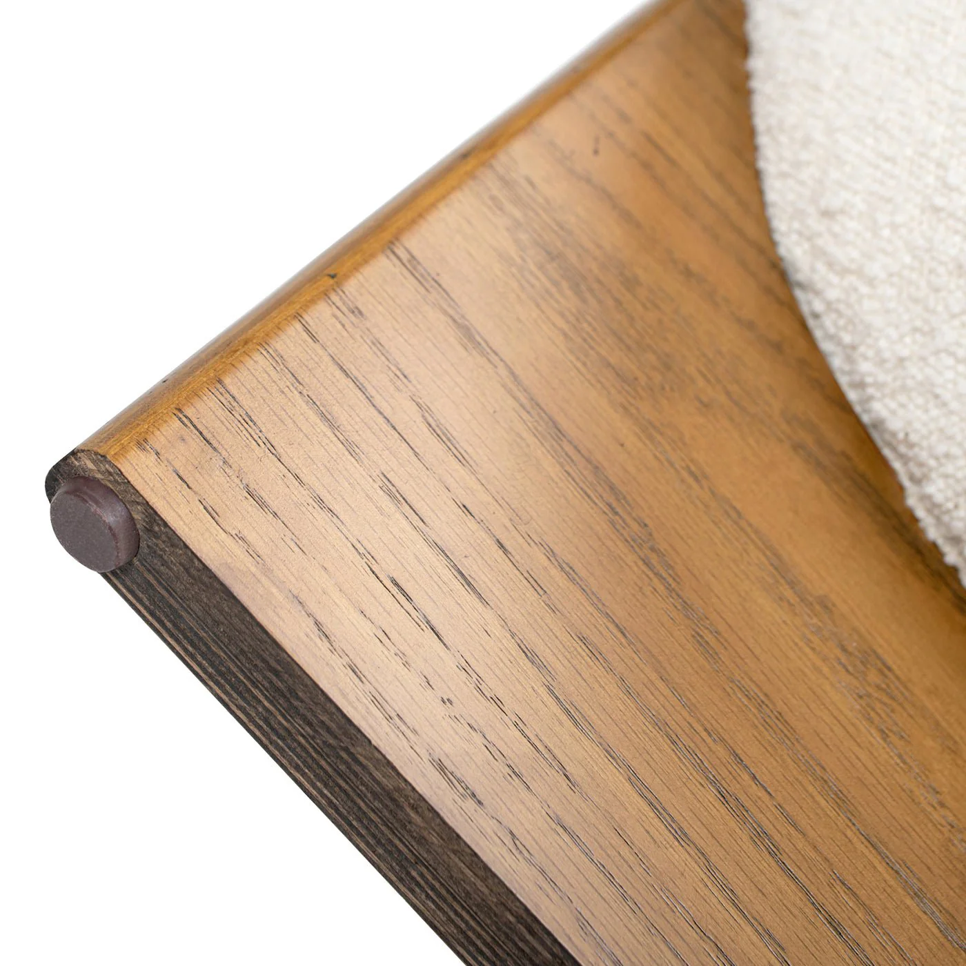 Aviation Round Upholstered Cocktail Ottoman with Natural Wood Base
