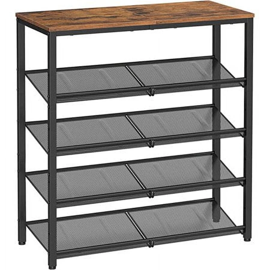 VASAGLE 5 Tier Shoe Rack Organizer for Closet Entryway with Storage Shelves and Spacious Top Free Standing Steel Industria