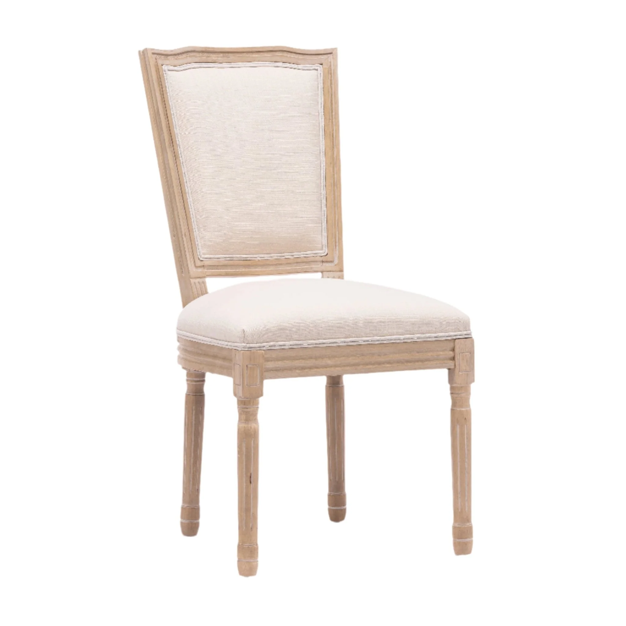 Upholstered Dining Chair with Square Back and Solid Wood Frame, Set of 2