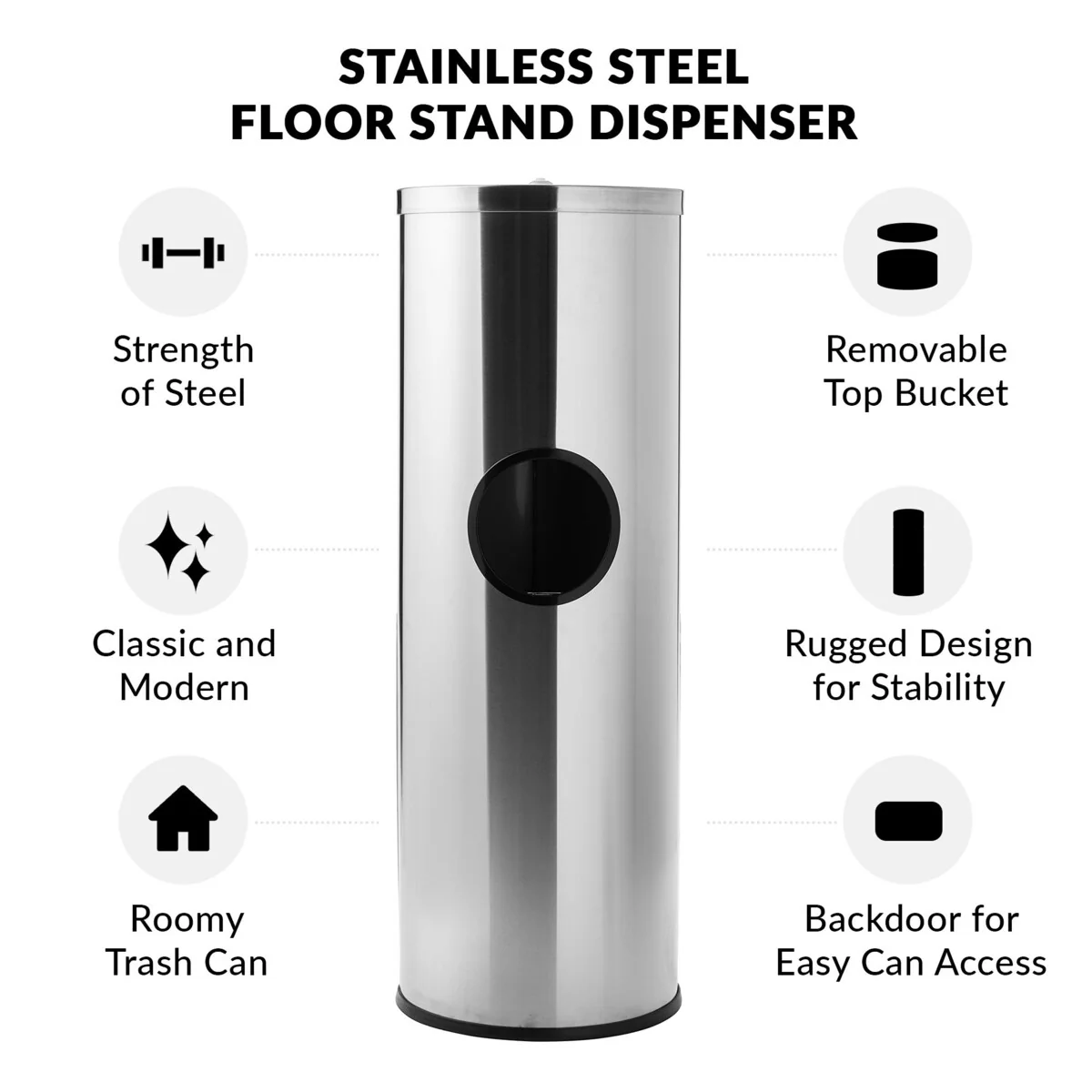 Sleek Gym Wipe Stand with Integrated Waste Receptacle