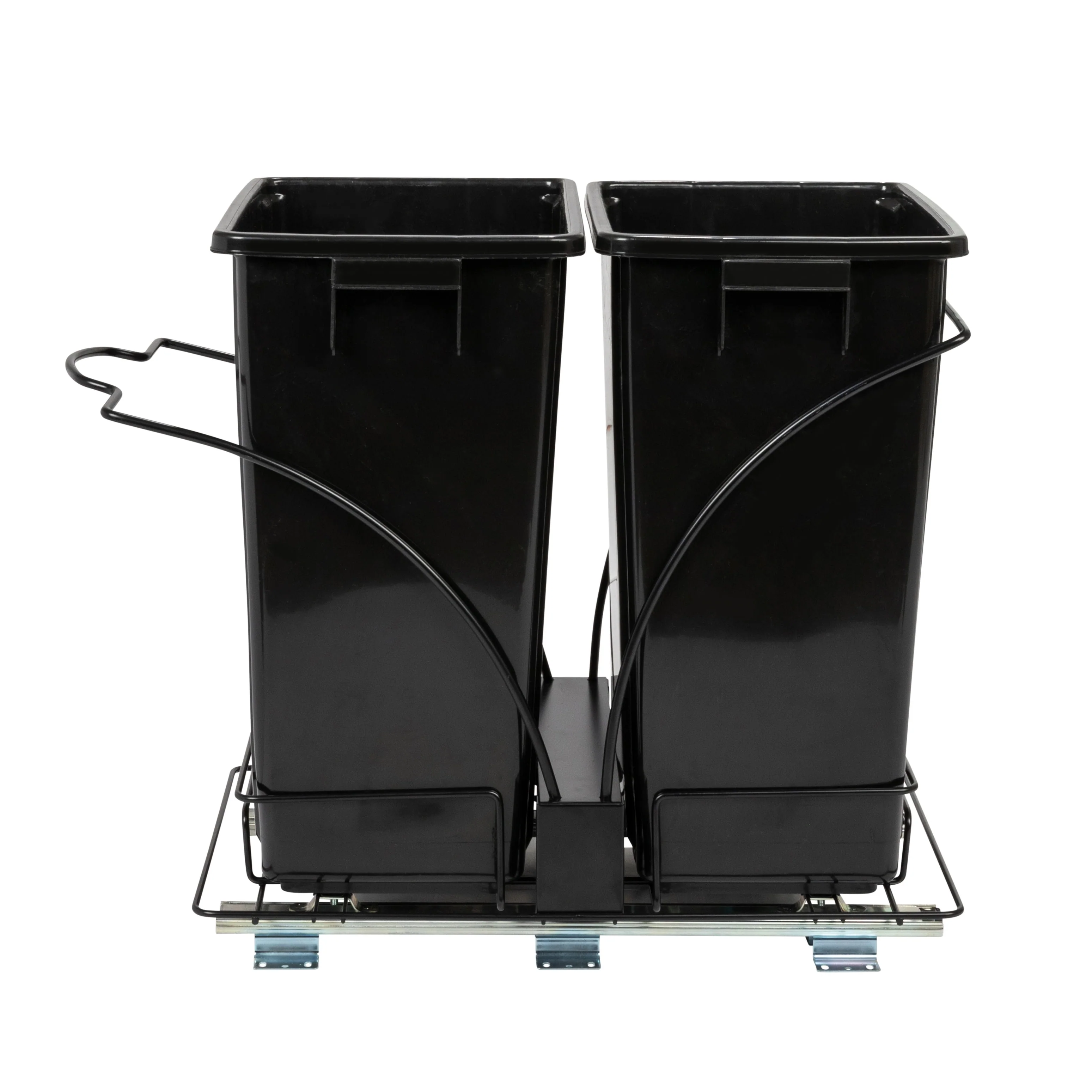Household Essentials Chrome-Plated Steel Pull-Out/Slide-Out Double Trash Cans