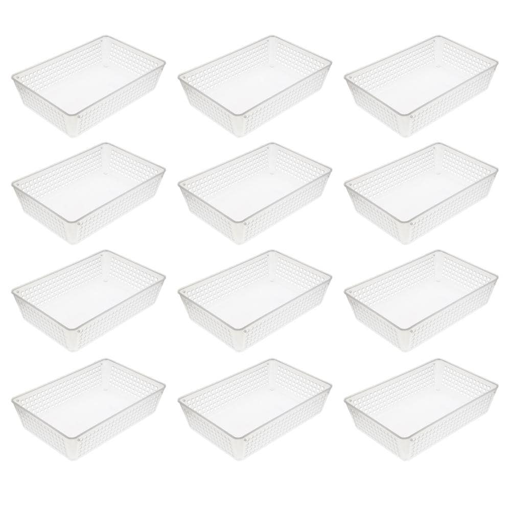 12-Pack Plastic Storage Baskets for Office Drawer, Classroom Desk
