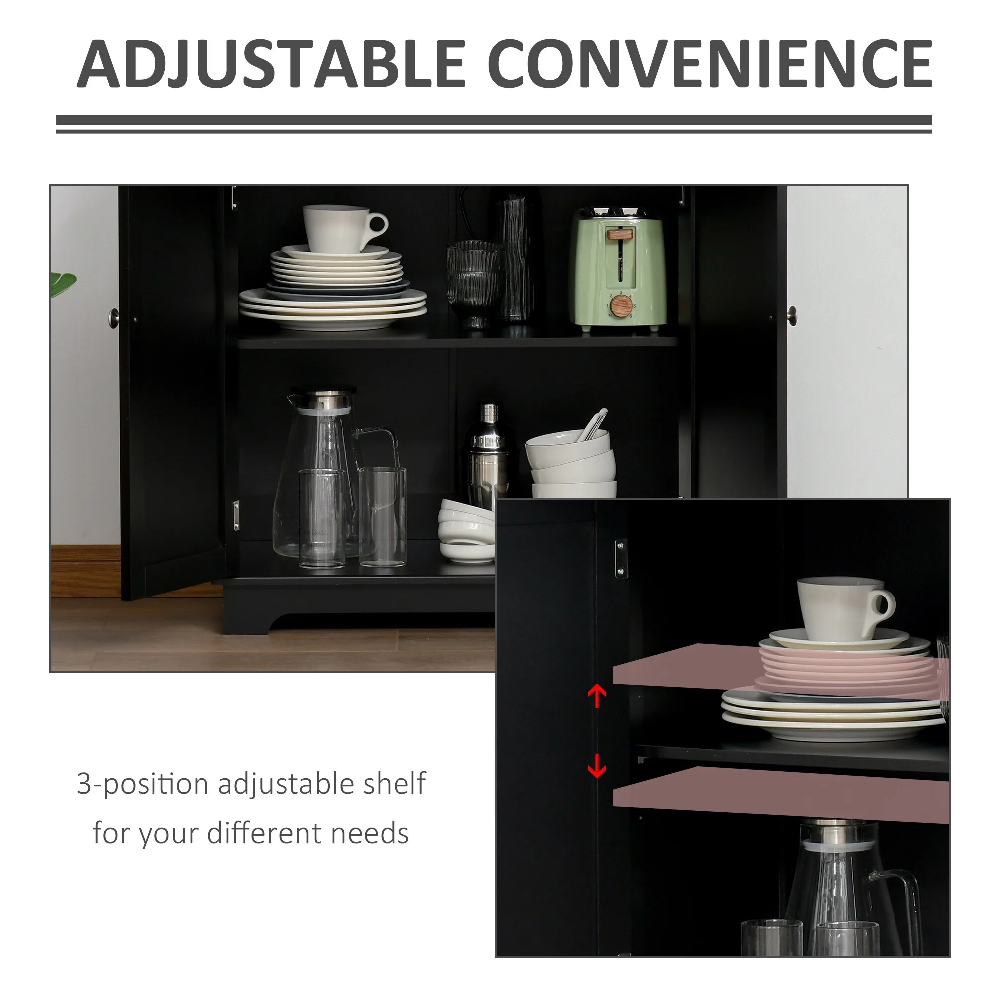 HOMCOM Space-saving Kitchen Buffet Sideboard Pantry