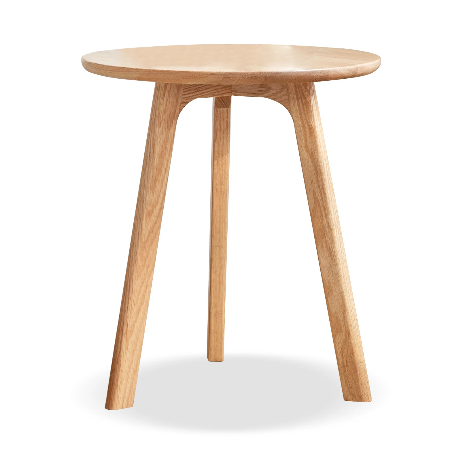 Round Side Table with Solid Oak Wood Frame