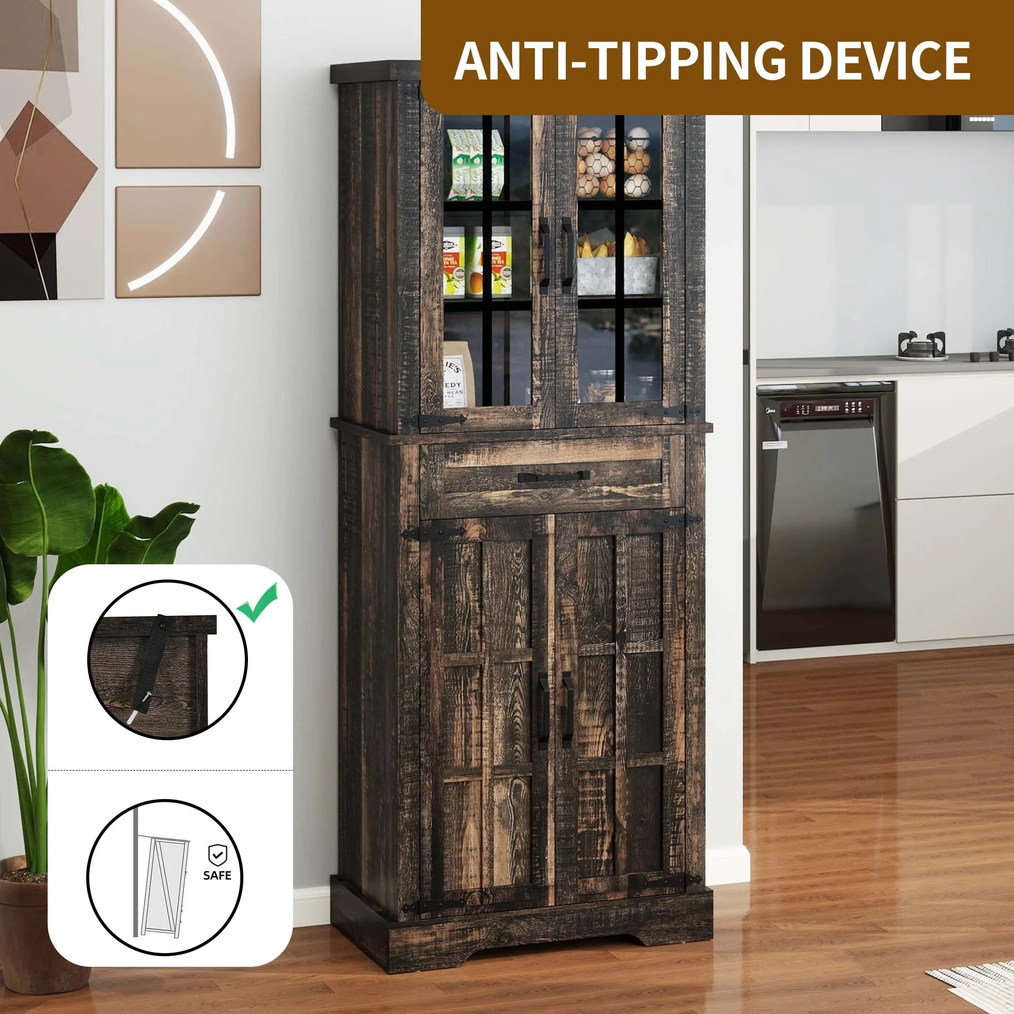 Farmhouse Kitchen Pantry Storage Cabinets