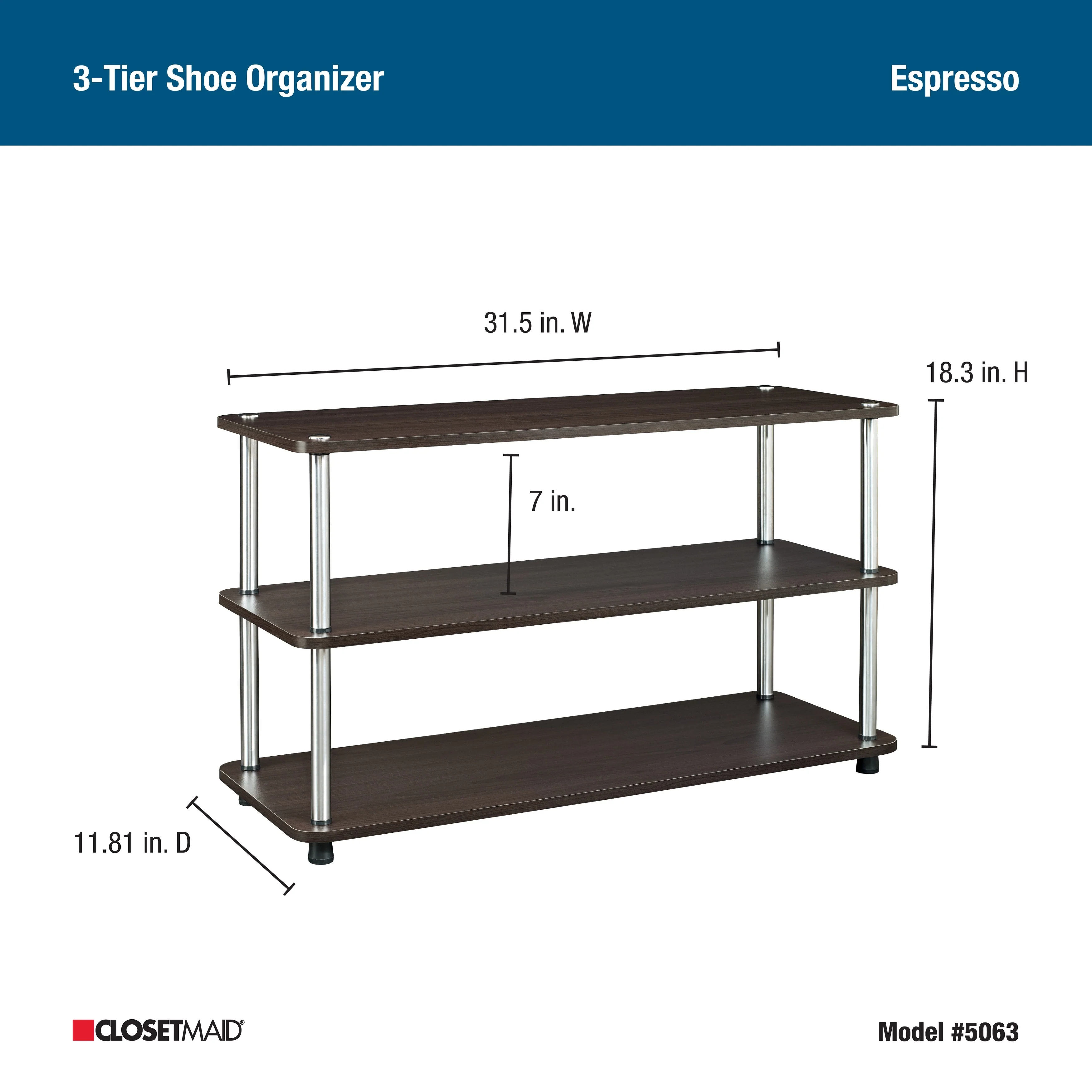 ClosetMaid 3 Tier Shelf Shoe Organizer