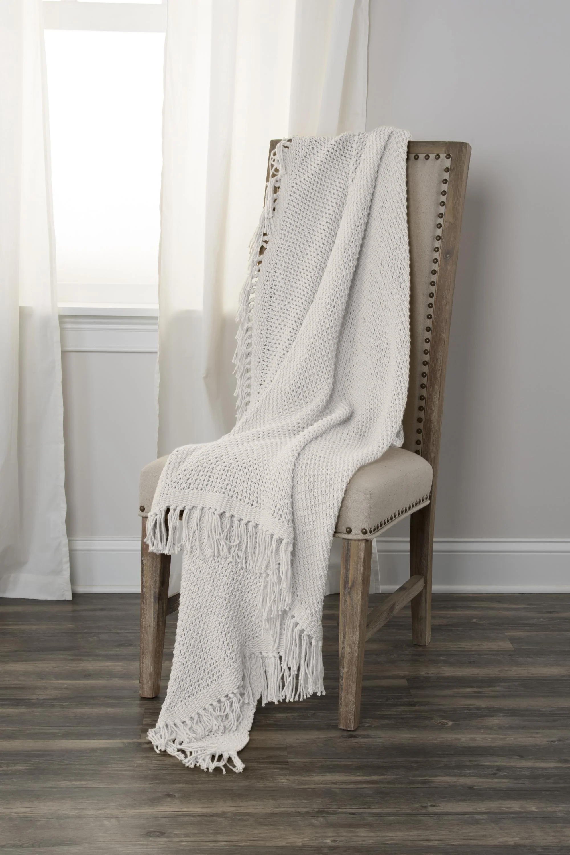 Open Woven All Over Pattern Solid 100% Cotton Throw
