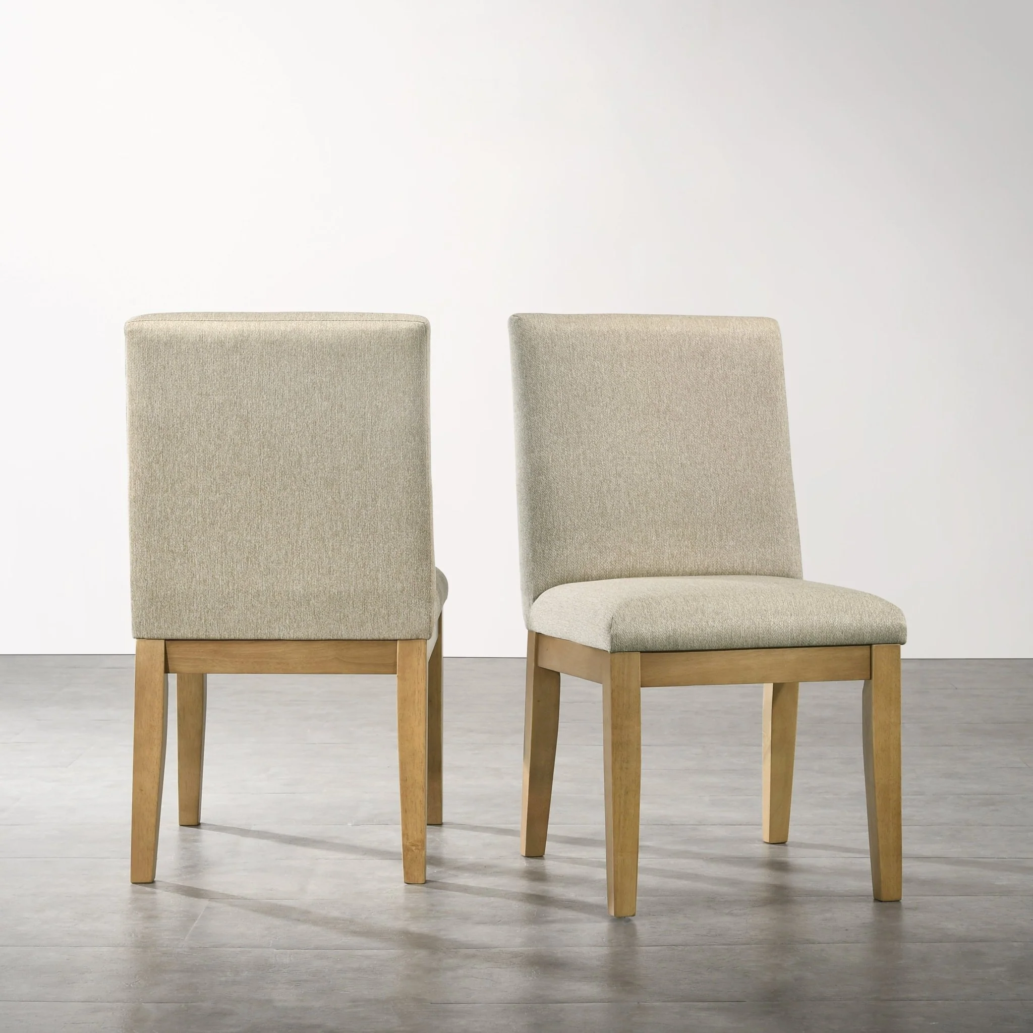 Upholstered Dining Chair with Solid Back and Wood Frame, Set of 2