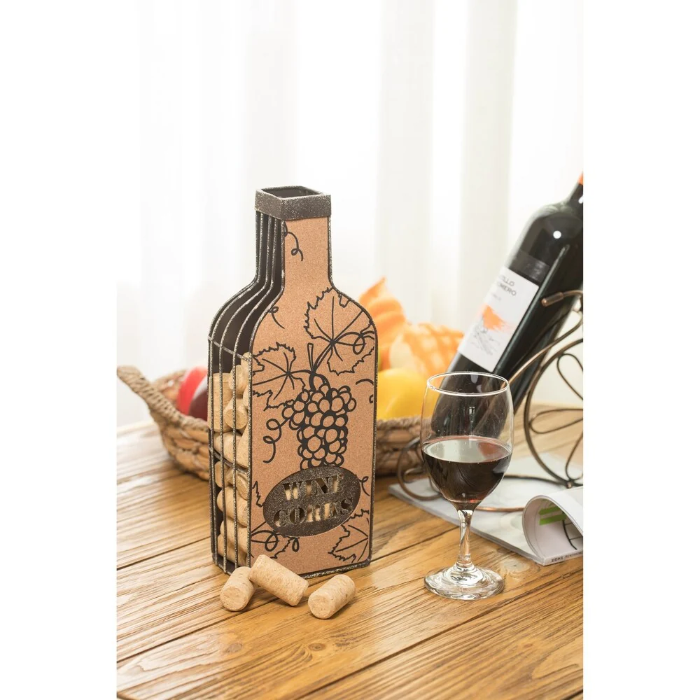 Vintage Metal Bottle Shaped Wine Cork Holder