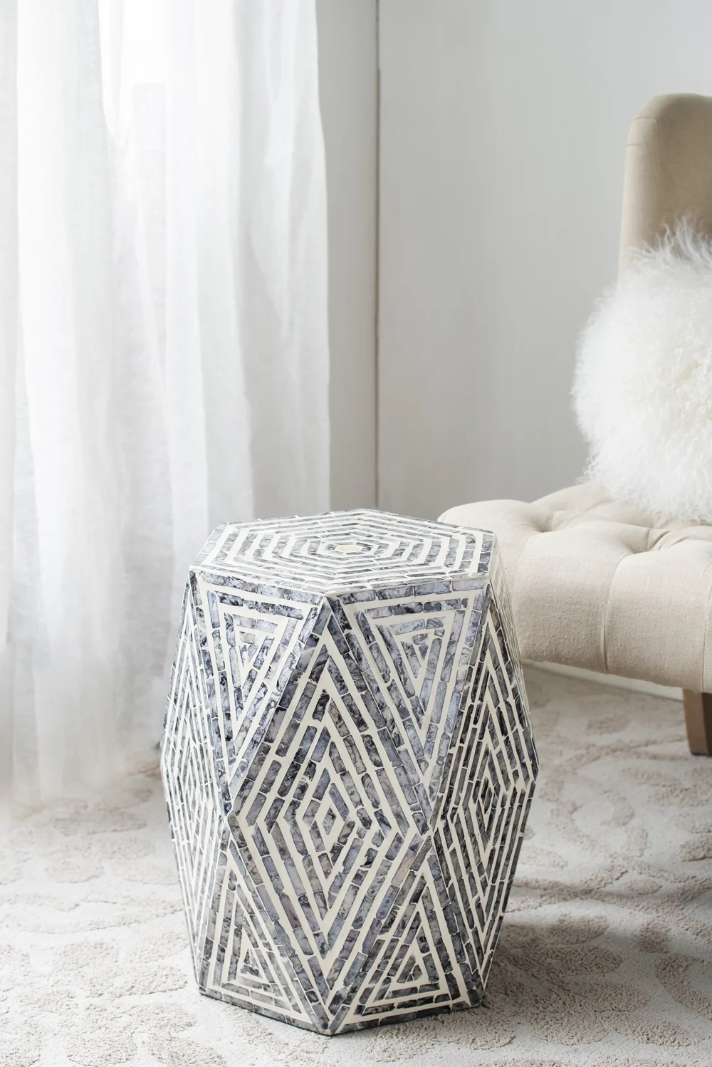 Capiz Hexagon Side Table
