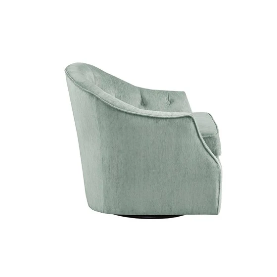 Awakened Swivel Chair with Button Tufted Back and Flared Arms