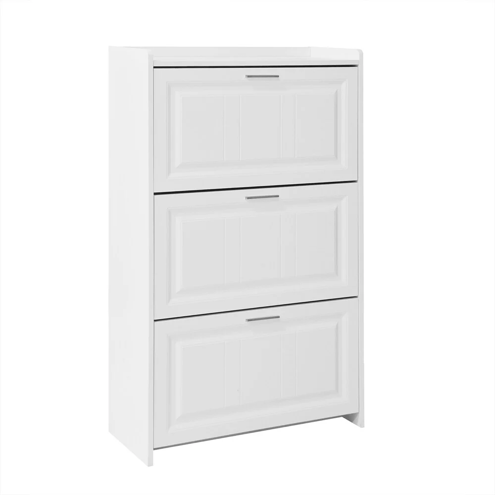 Free Standing Wood Shoe Storage Cabinet with 3 Flip Drawers
