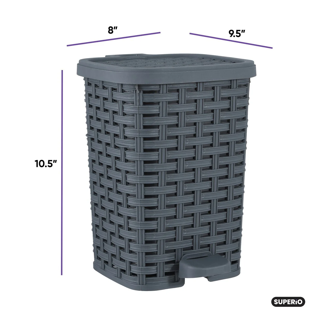 Superio Rattan Step On Trash Can with Removable Liner