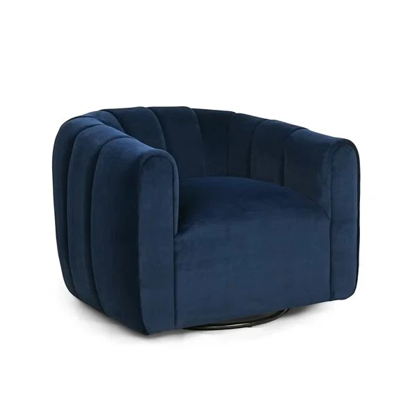 Serenizia Upholstered Velvet Swivel Chair with Channel Tufted