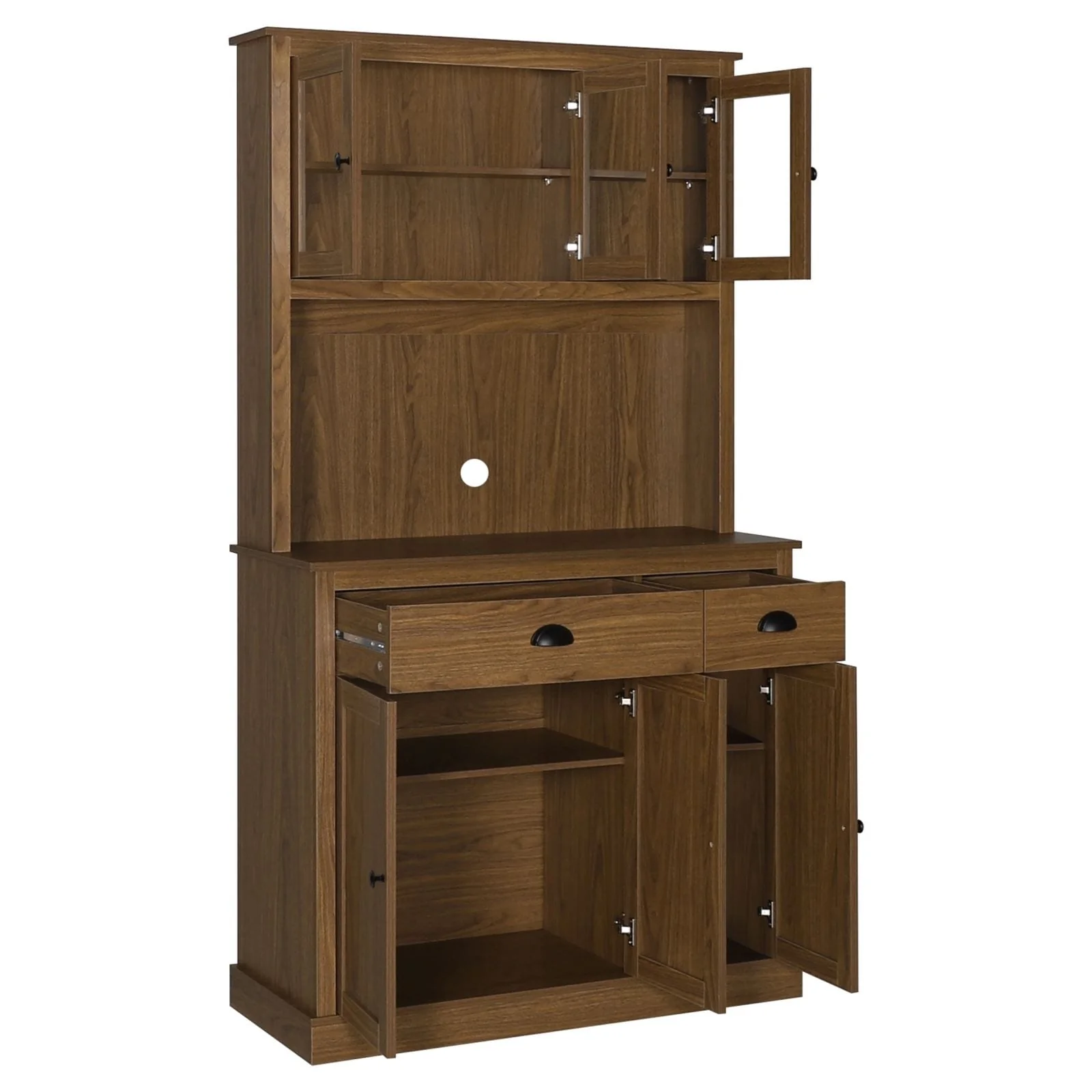 VEIKOUS Kitchen Pantry Storage Cabinet Cupboard with Framed Glass Door and Drawer