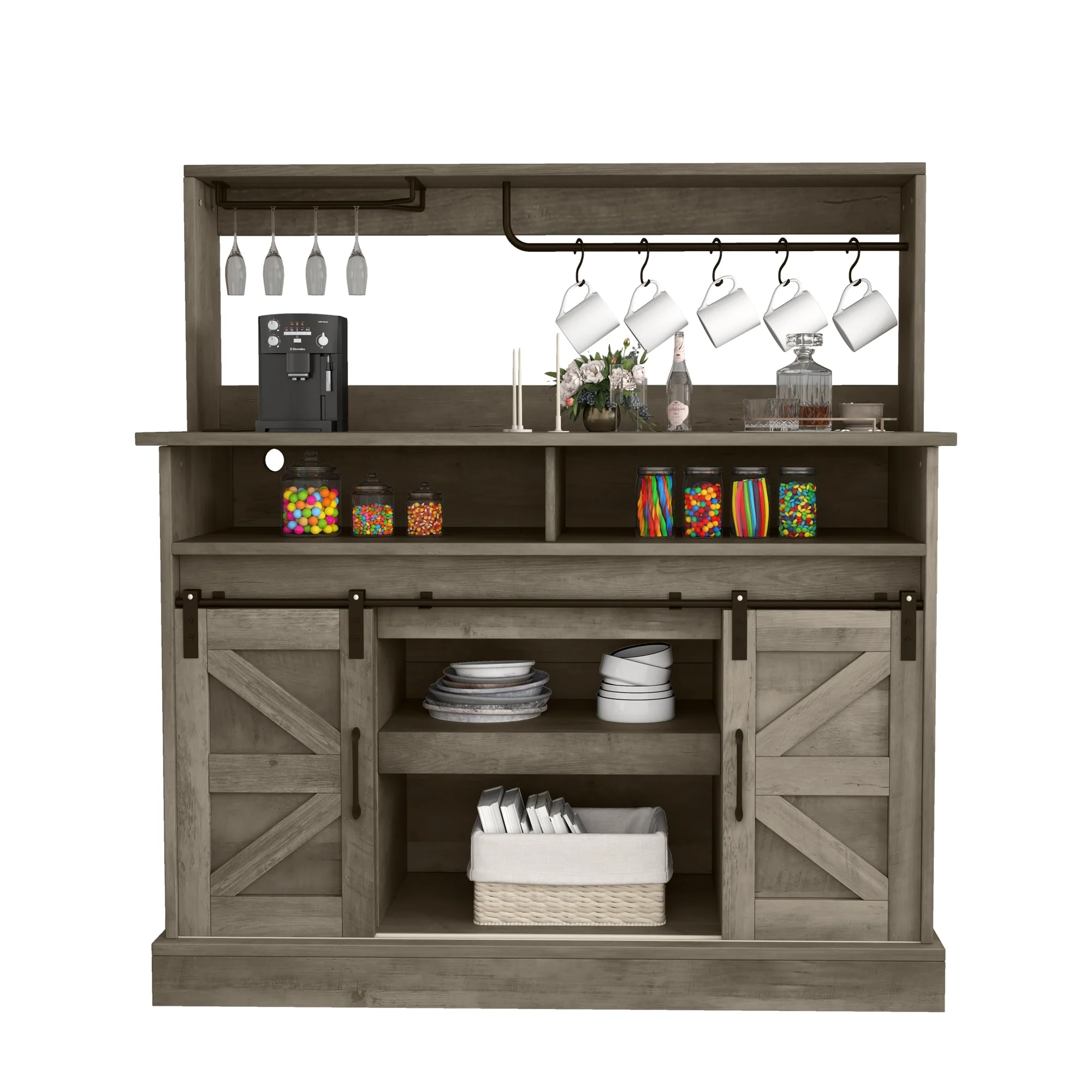 Moasis Farmhouse Coffee Bar Cabinet - 15.1