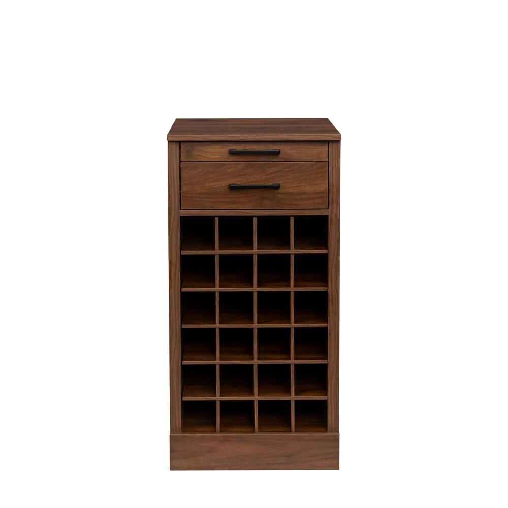 28 Slots Wood Wine Bar Cabinet with Storage Shelves - N/A