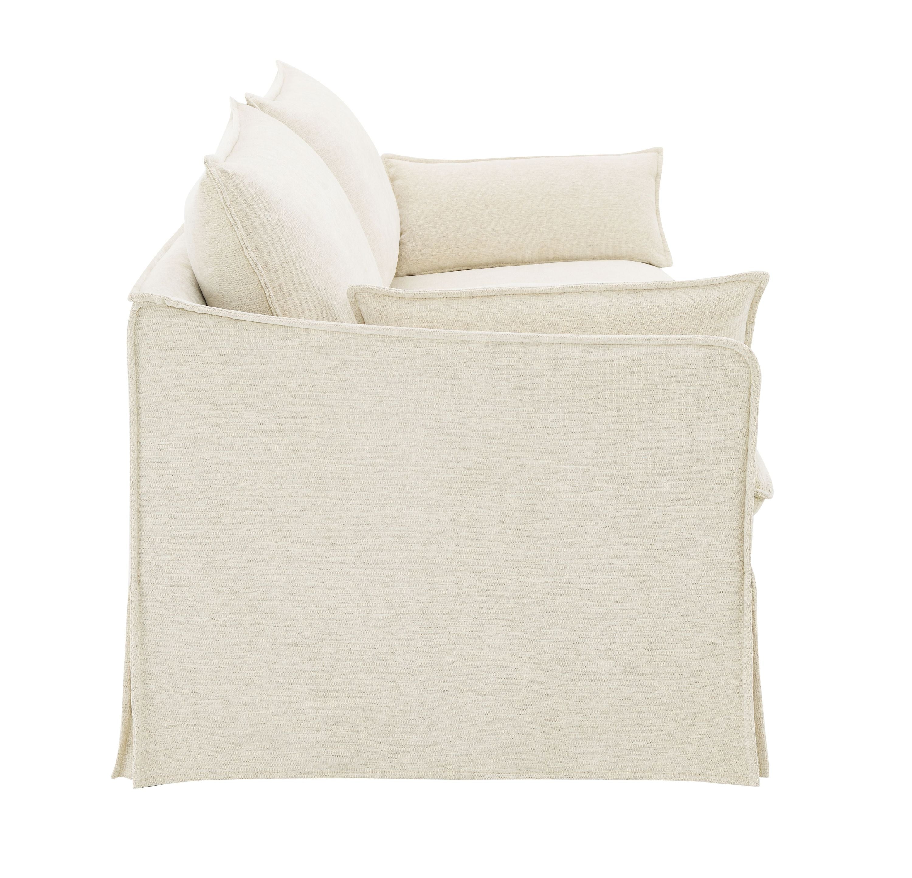 Shane Beige Linen Sofa with 2 Pillows