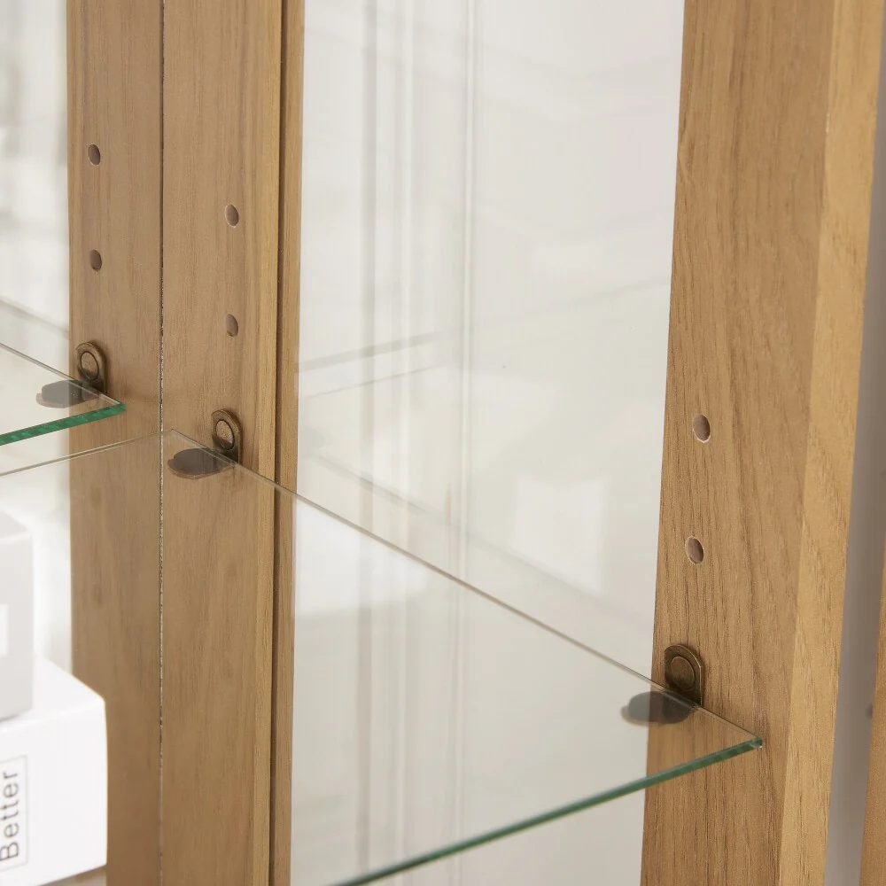Curio Cabinet with Tempered Glass Doors and Adjustable Shelves Light Bulb Included