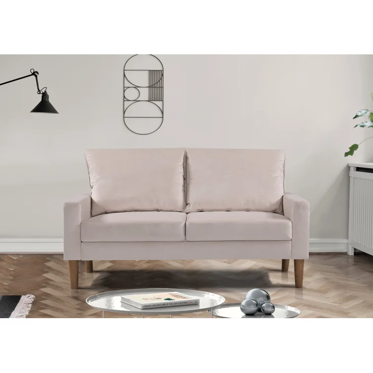Ediline Velvet Square Arm Sofa