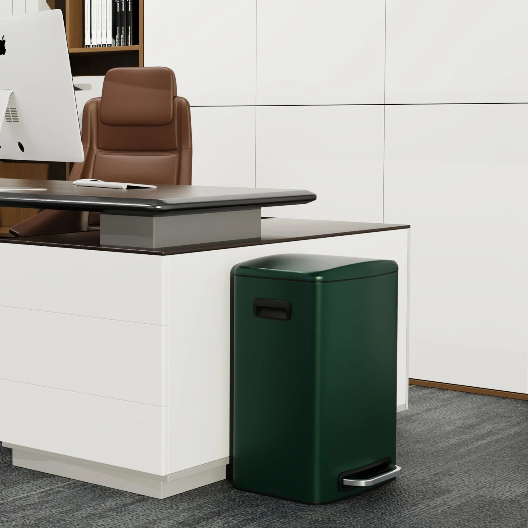 Stainless Steel 13-Gallon Kitchen Trash Can with Foot Pedal and Soft Close Lid