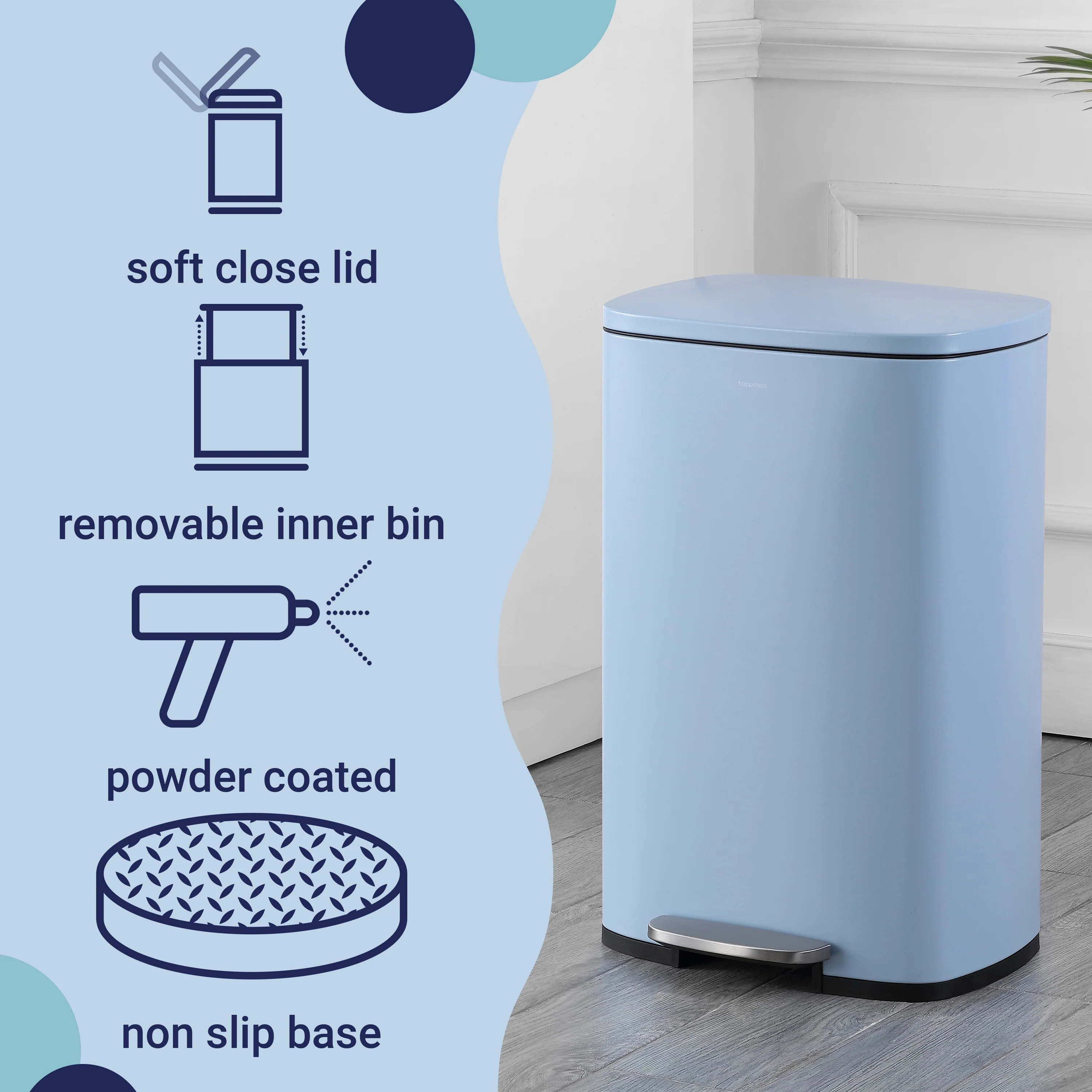 happimess 13-Gallon Trash Can with Soft-Close Lid and FREE Mini Trash Can
