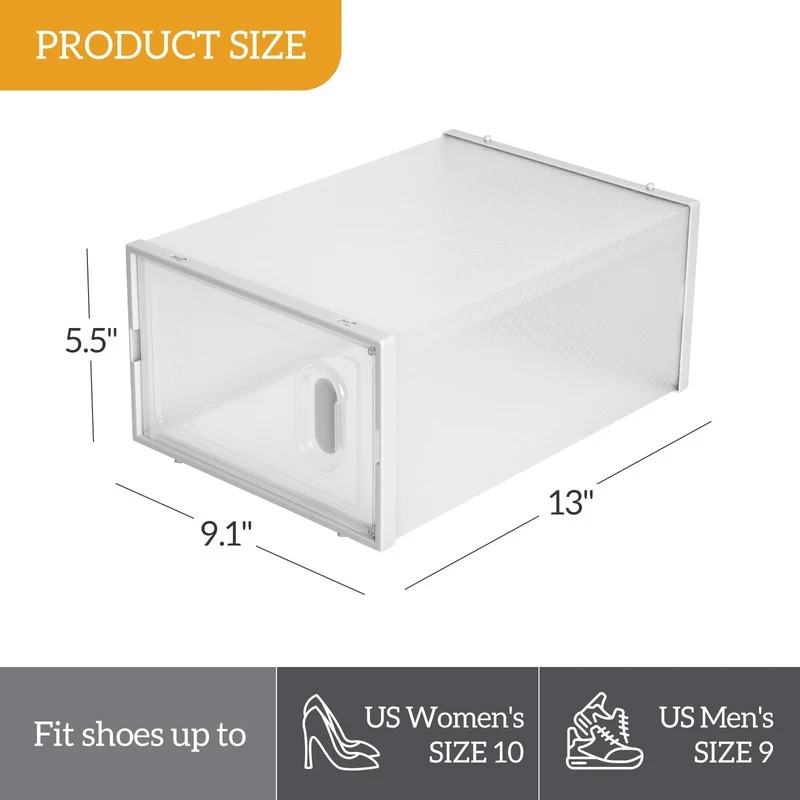 Clear Plastic Stackable Shoe Storage Boxes (Set of 18/12/6 )
