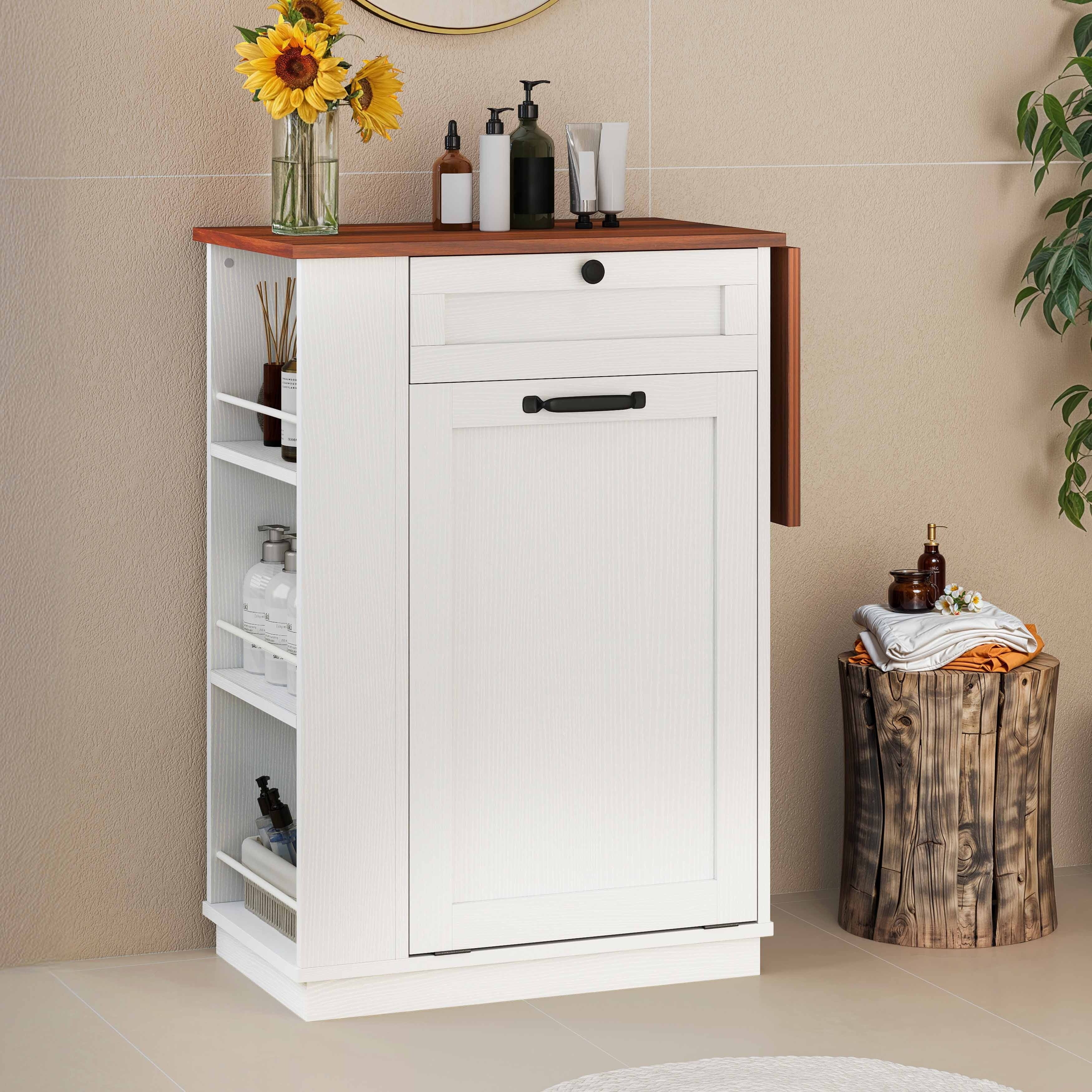 Hidden Trash Can Cabinet Tilt Out Trash Bin Cabinet With Drawer