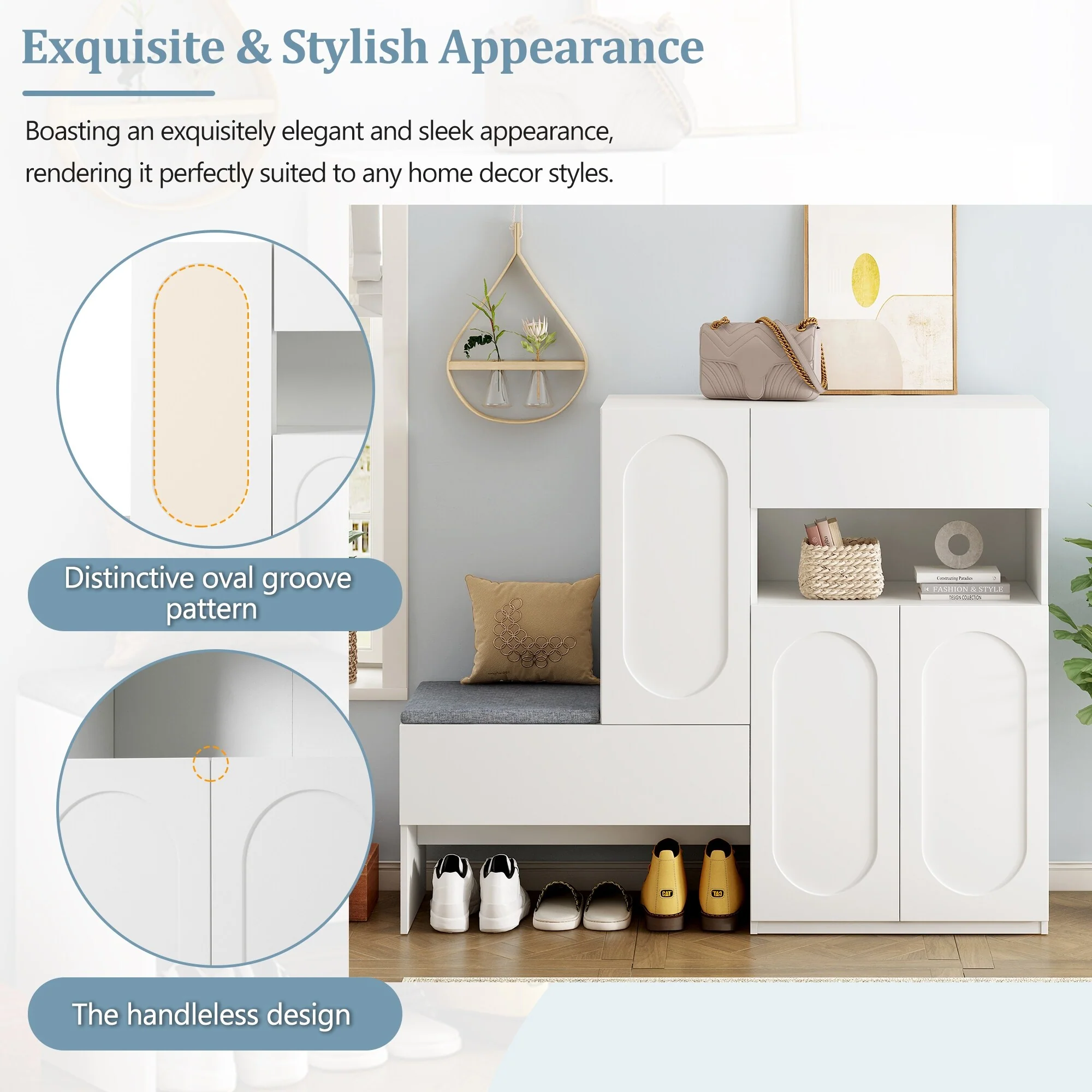2-in-1 Shoe Cabinet with Bench, Entryway Storage Cabinet, Space-Saving Shoe Rack Organizer with Adjustable Shelves