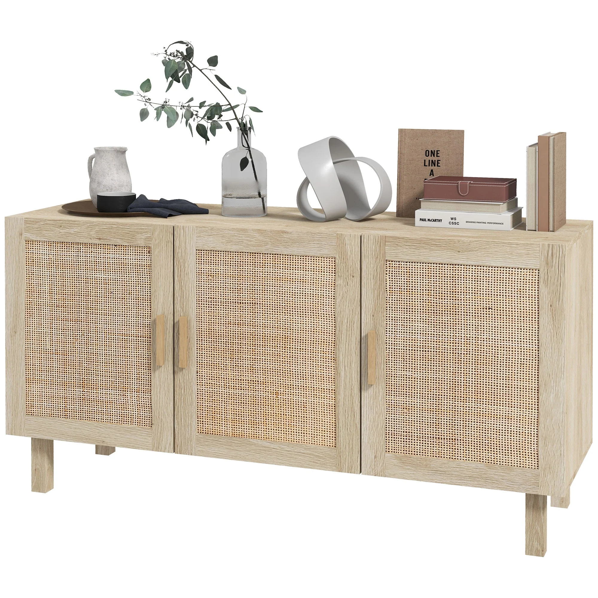 Cabinet with Rattan Doors and Adjustable Shelves