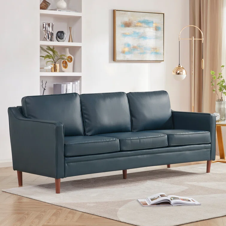 Azleigh 80.31'' Faux Leather Square Arm Sofa