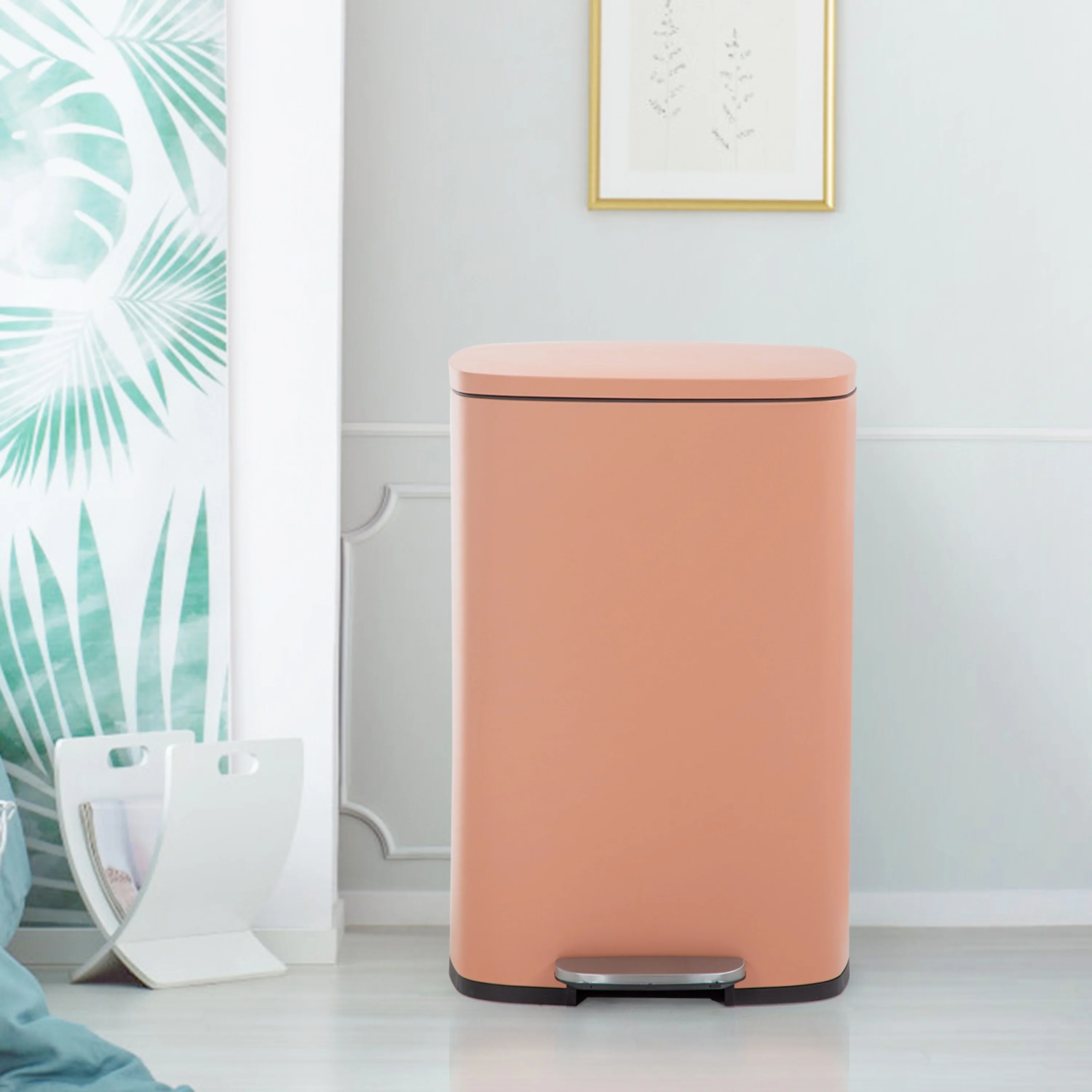 13 Gallon 50 Liter Stainless Steel Step Trash Can with Removable Inner Bucket by Furniture of America