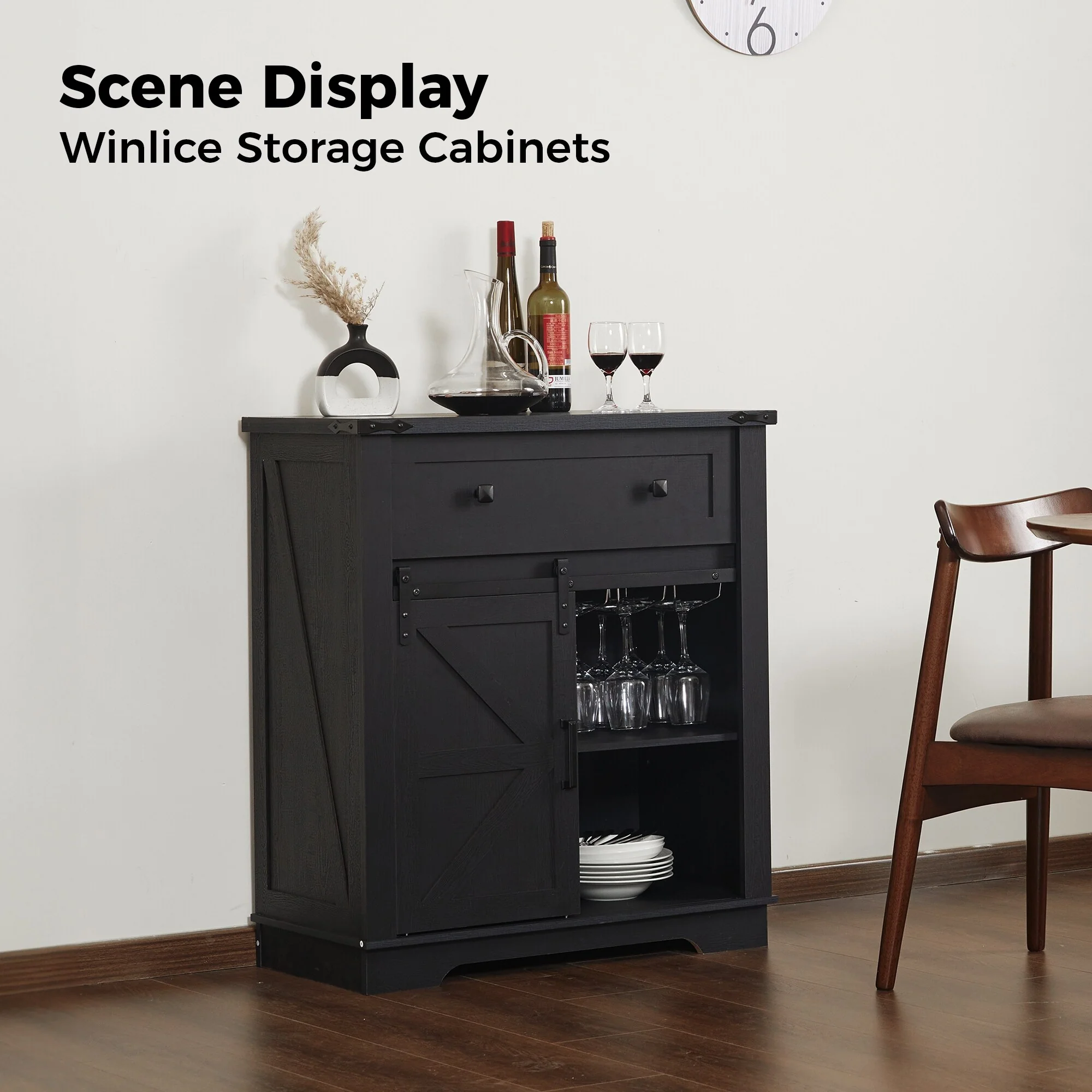 Farmhouse Coffee Bar Cabinet,Kitchen Buffet and Sideboard for Dining Room, Living Room, Entryway