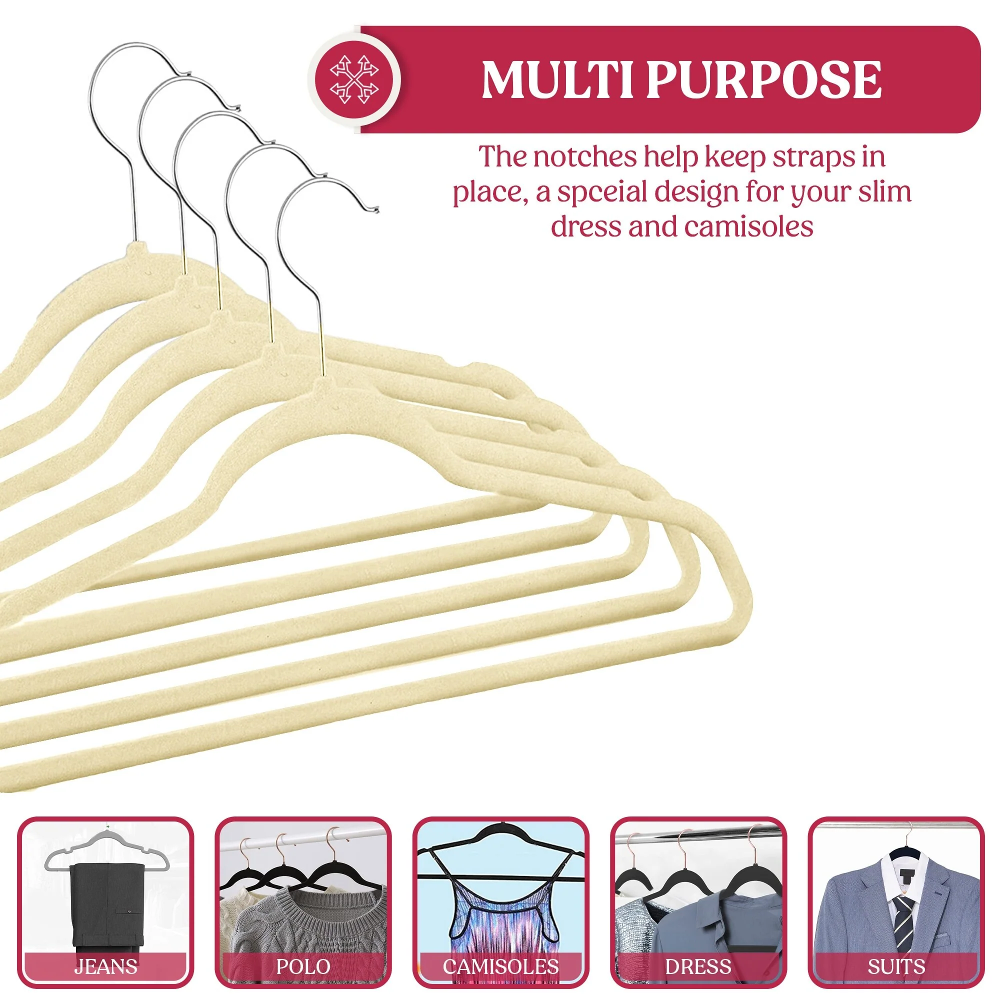 Velvet Hangers Space Saving Non-Slip with Swivel Hooks Cloth Hangers
