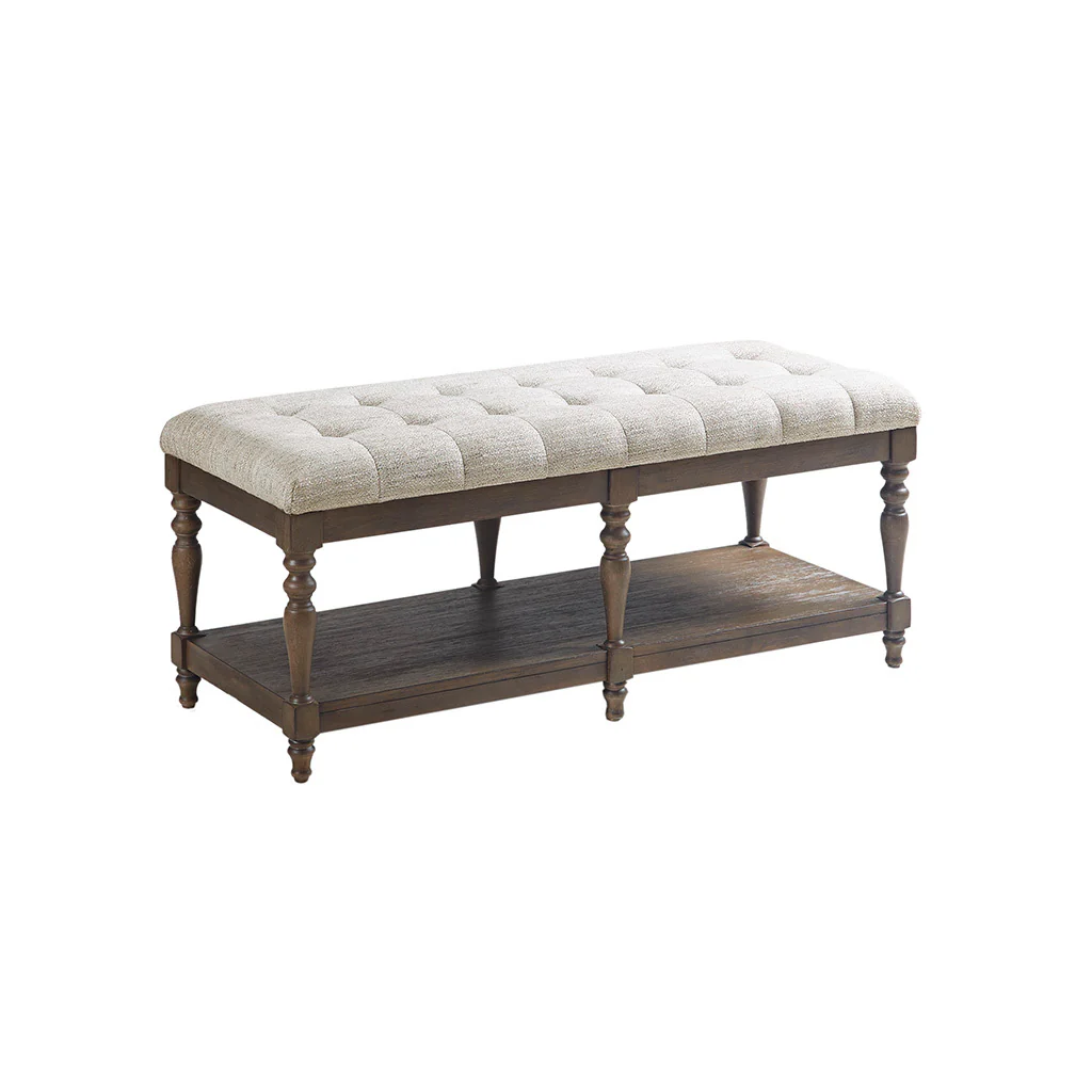 Tufted Accent Bench with Shelf
