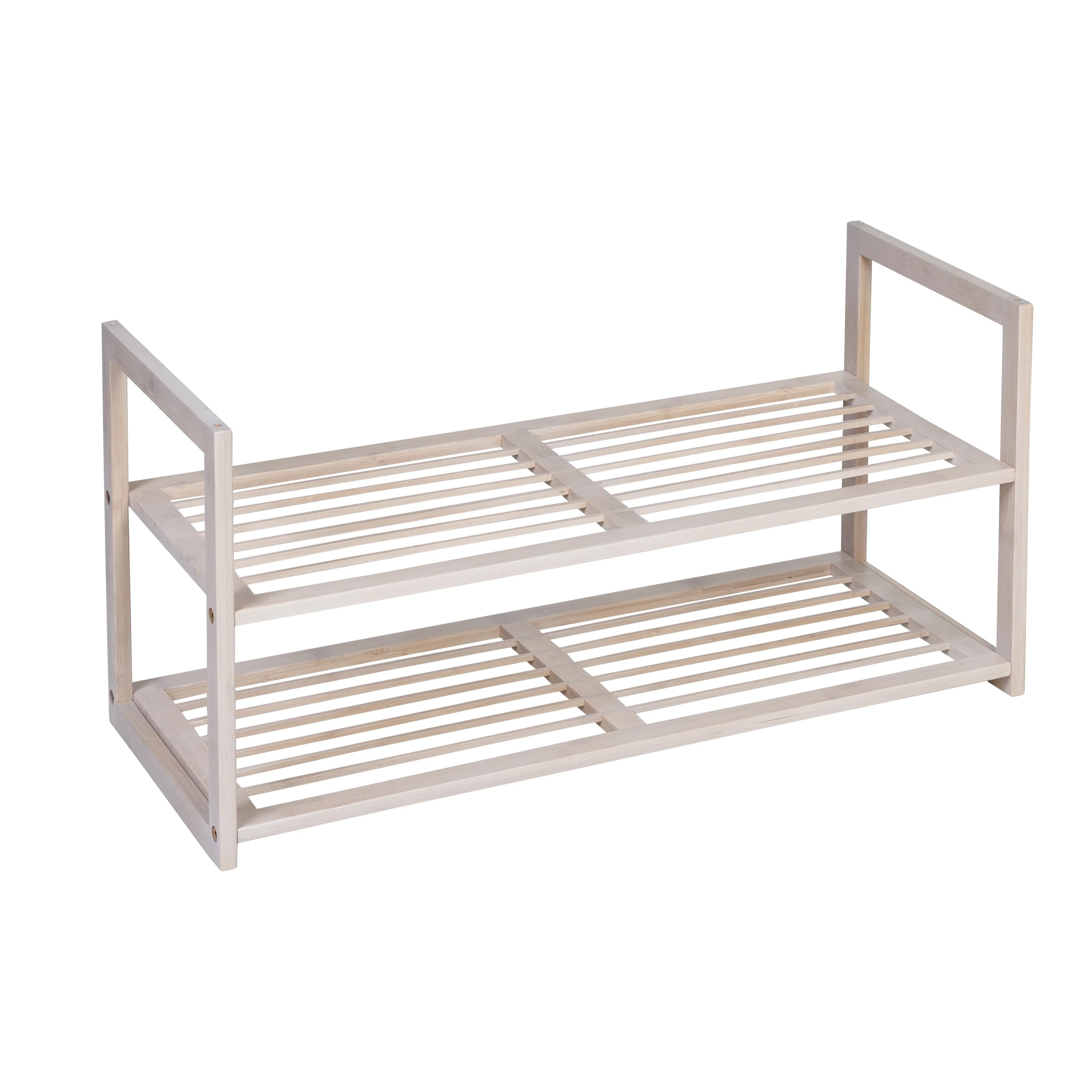 Honey-Can-Do White Wash 2-Tier Stackable 6-Pair Shoe Rack