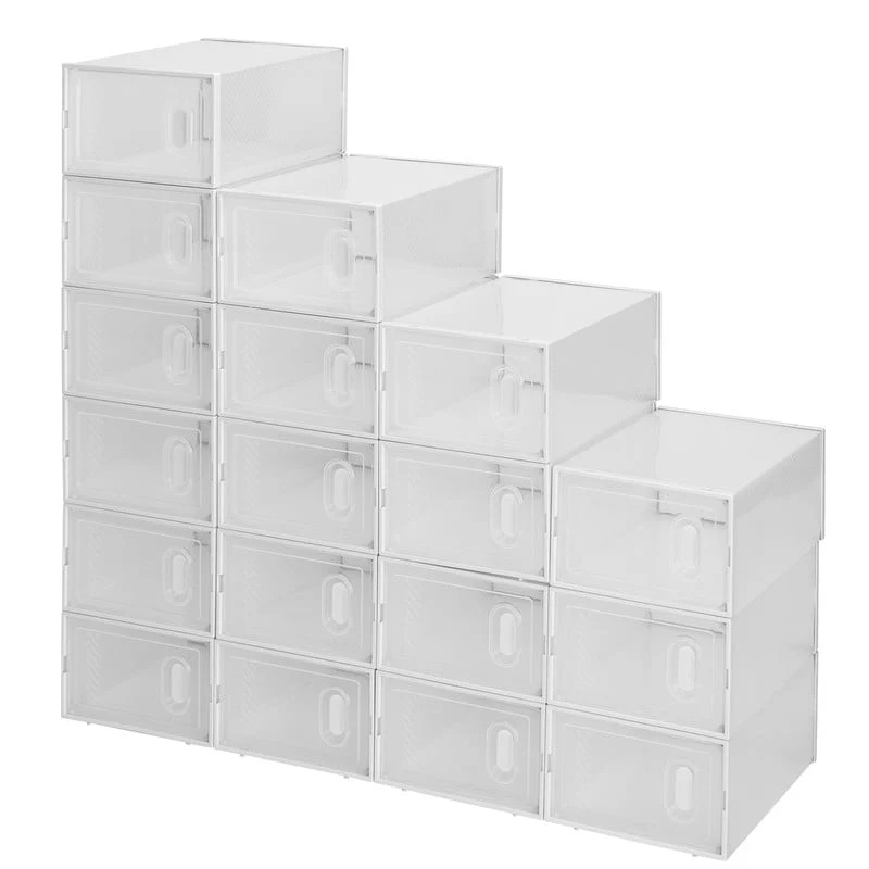 Clear Plastic Stackable Shoe Storage Boxes (Set of 18/12/6 )