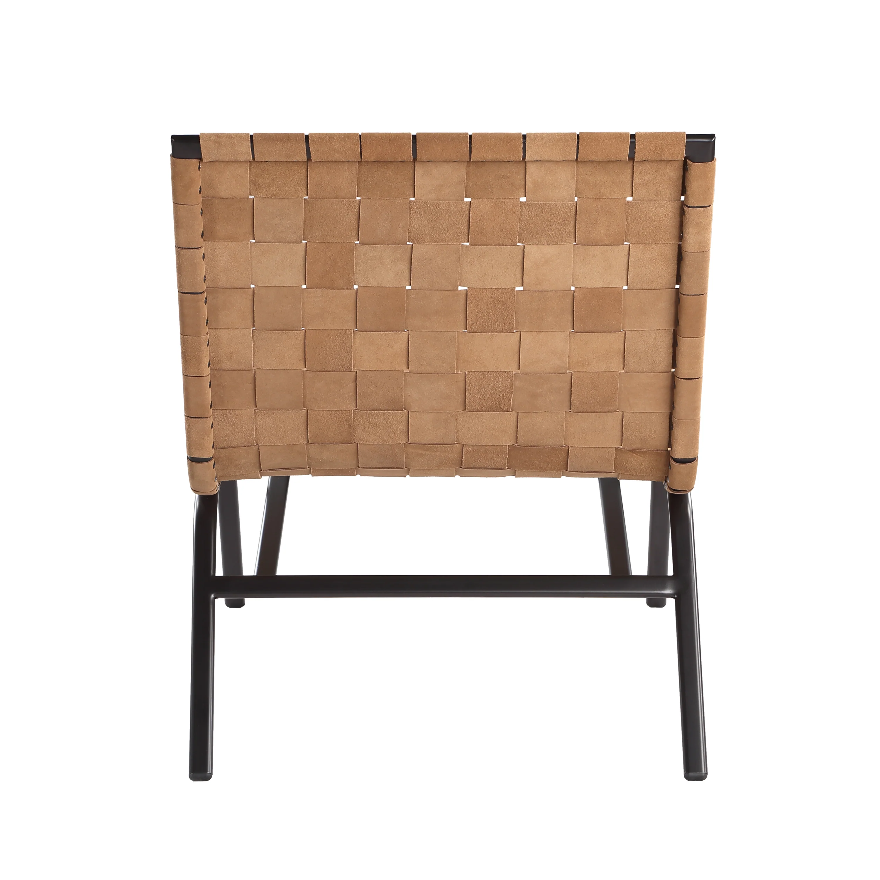 Camden Woven Brown Leather Accent Chair