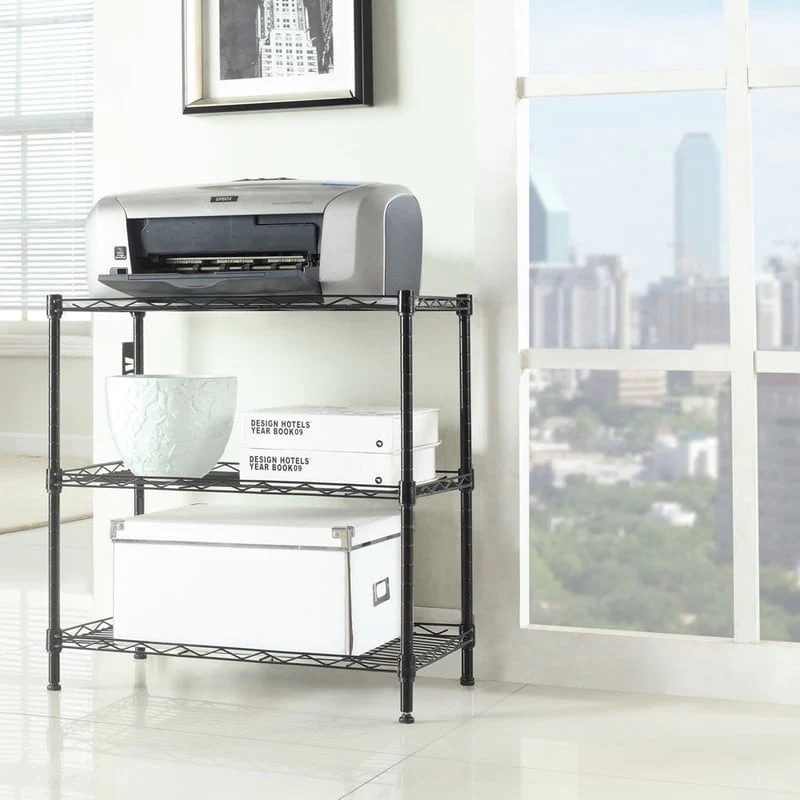 Concise Carbon Steel/ PP 3-Shelf Home Kitchen Shelving Unit