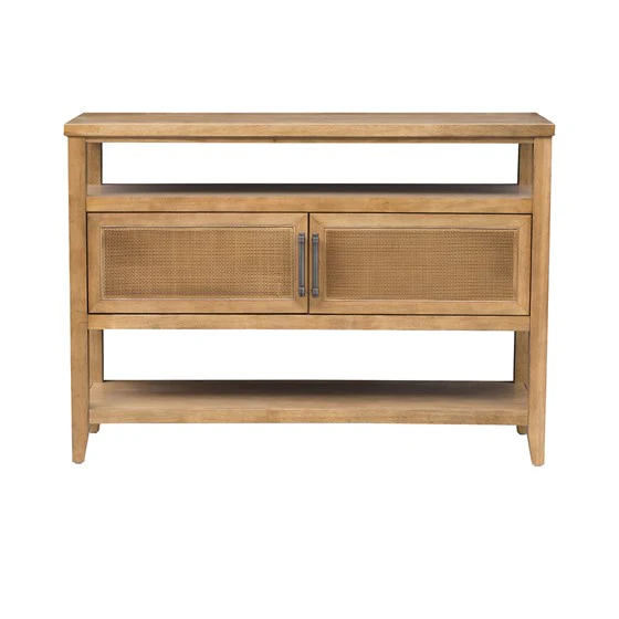 Console Table with 2 Cane Doors and 2 Shelves